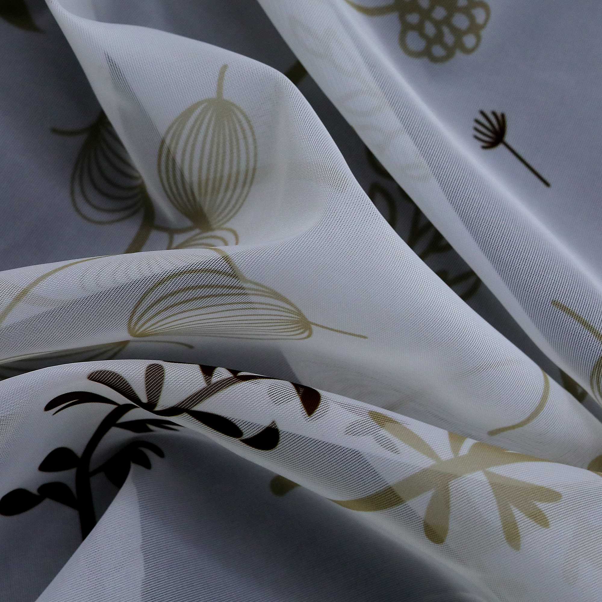 Raffrollo mit Schlaufen Voile Raffgardine Modern Küche Gardinen mit Laternenblume Muster Wohnzimmer Halbtransparent - Joyswahl