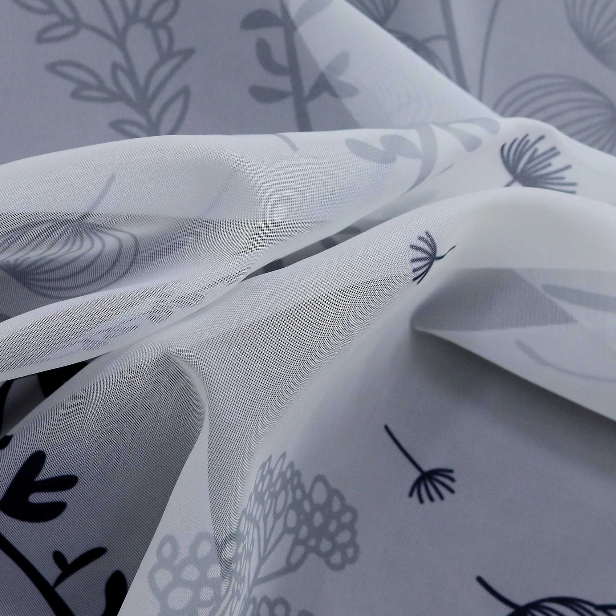 Raffrollo mit Schlaufen Voile Raffgardine Modern Küche Gardinen mit Laternenblume Muster Wohnzimmer Halbtransparent - Joyswahl