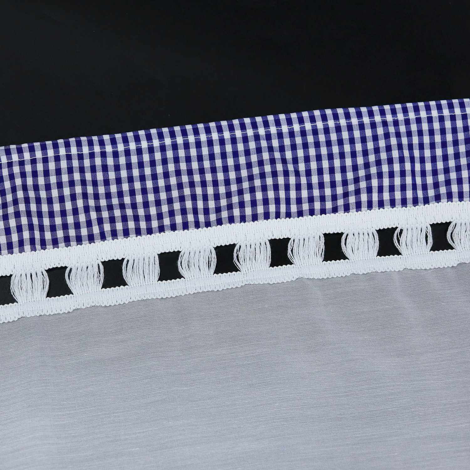 Scheibengardine Bistrogardinen mit Vintage-Karomuster Landhausstil Kurz Küche Gardinen durch Stangendurchzug Stores Weiß 1 Stück - Joyswahl