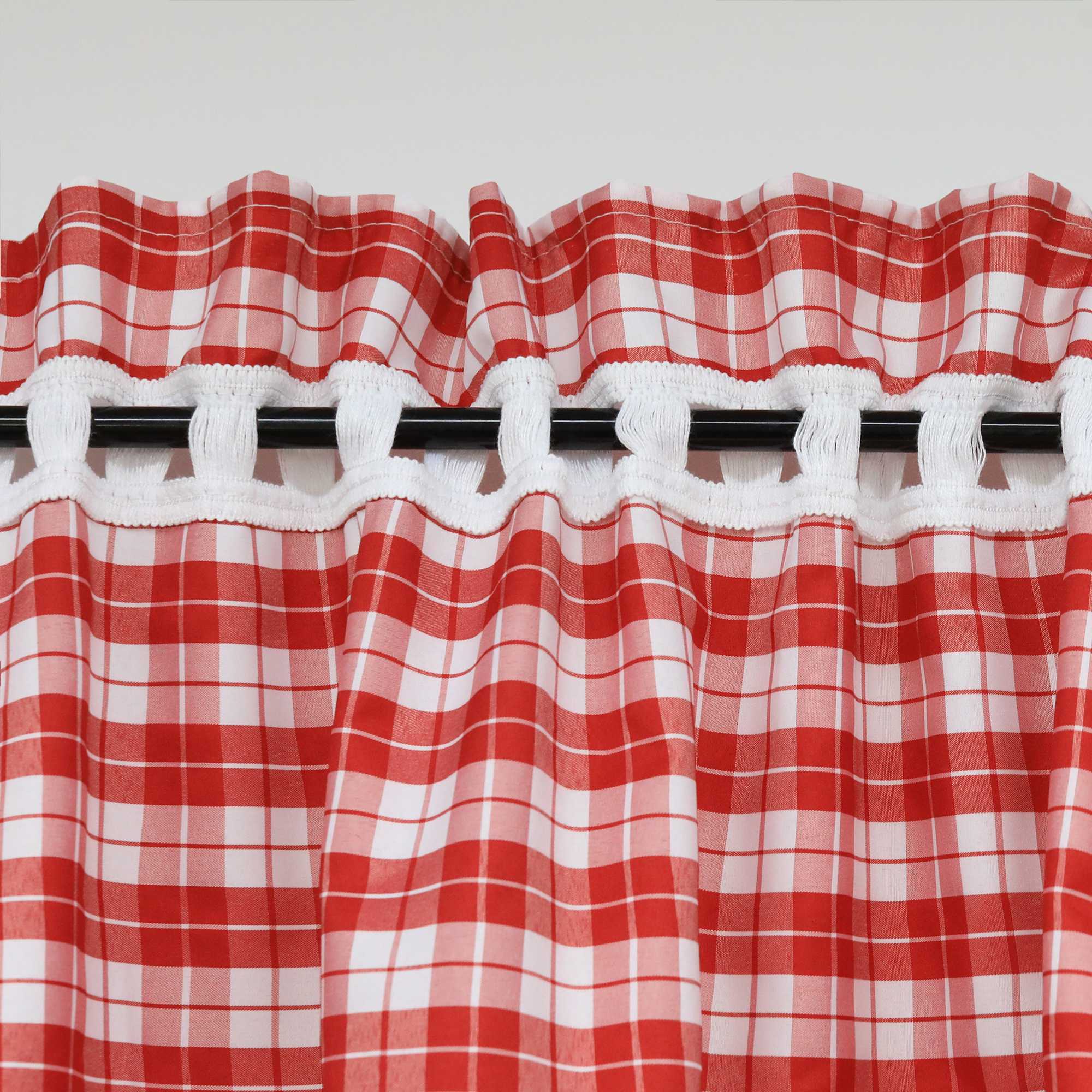 Modern Scheibengardinen im Landhausstil & Vintage mit karomuster 2er Set - Joyswahl