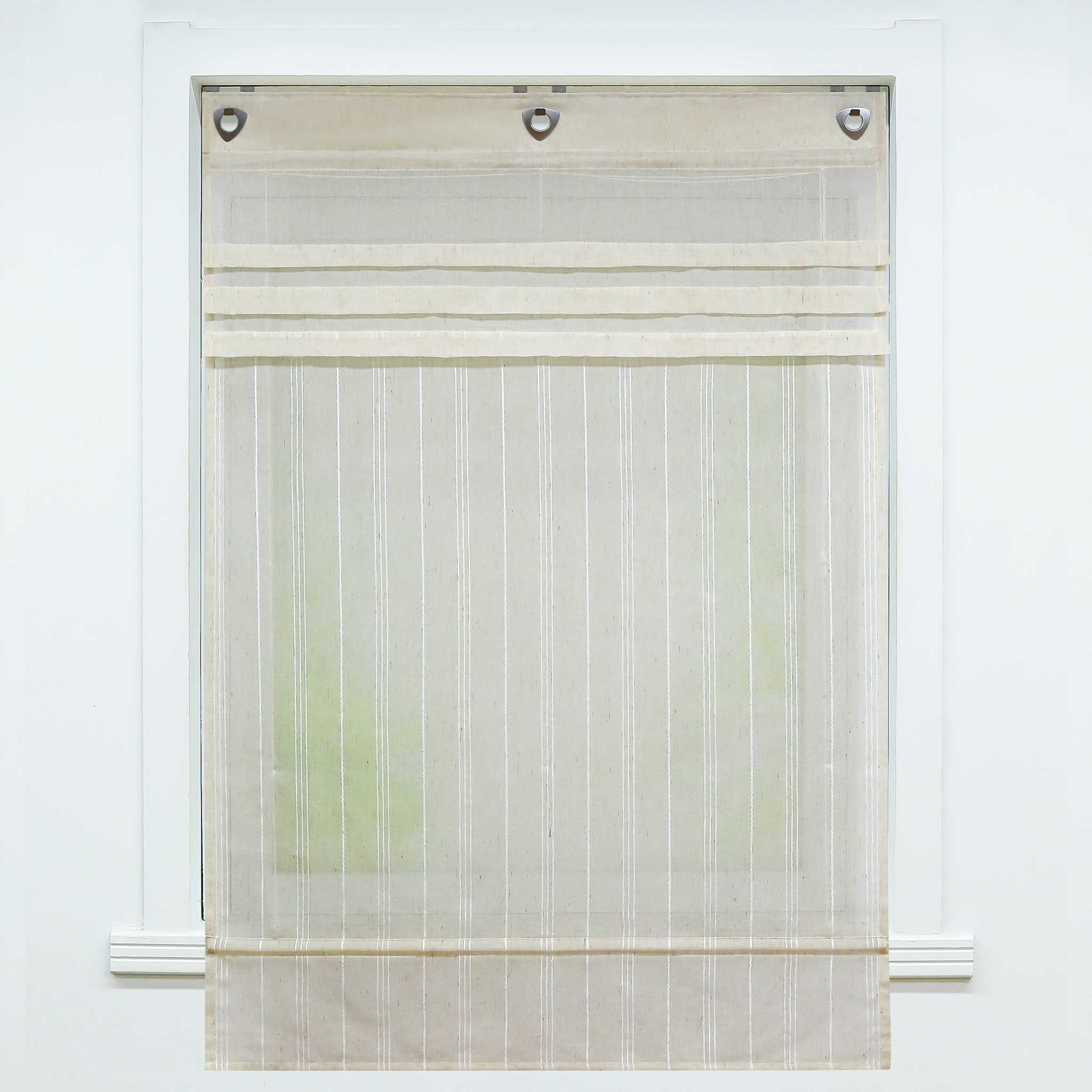 Rollos mit U-Haken gestreifte Muster Unifarbe halbtransparent modern Design 1 stück - Joyswahl