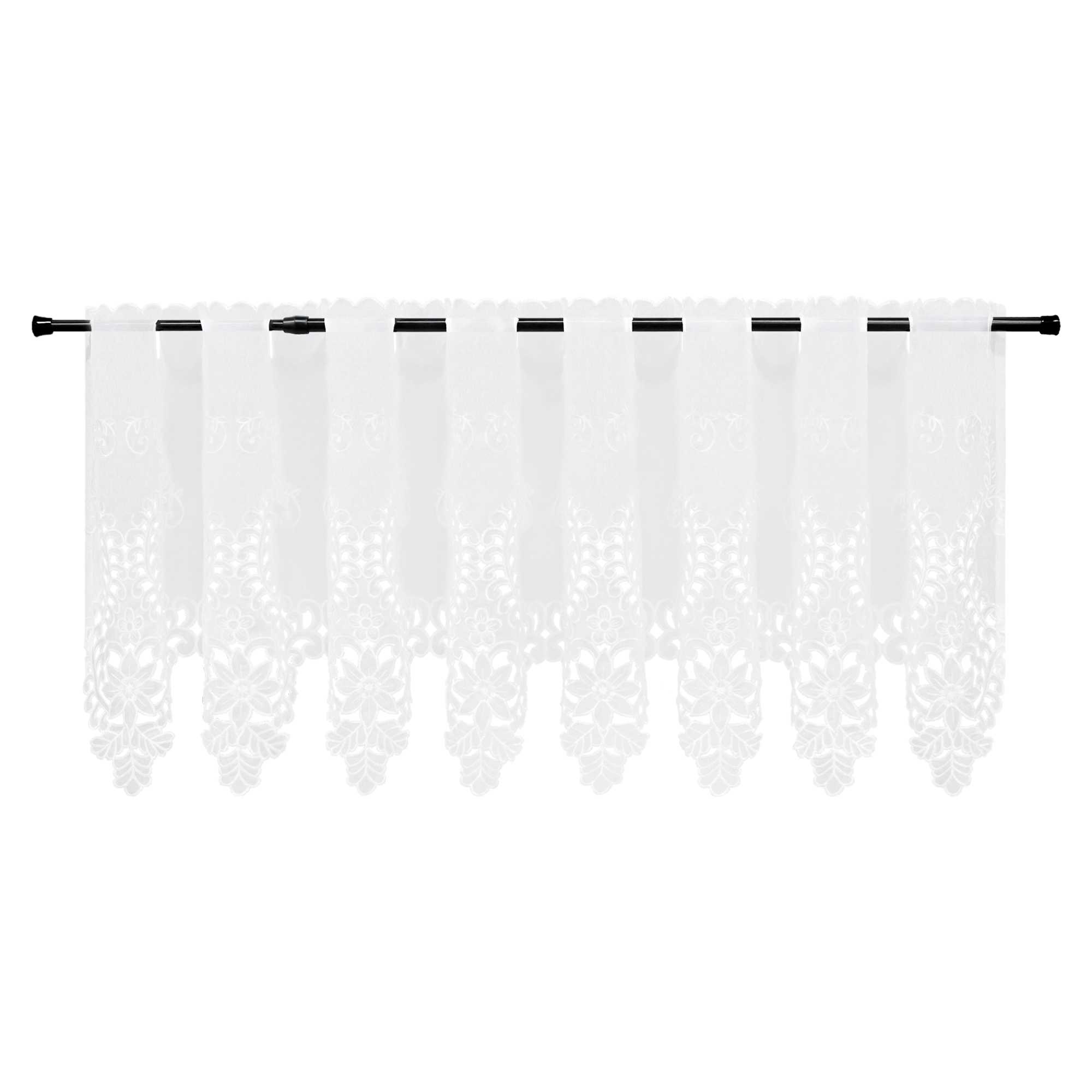 Scheibengardine Modern Bistrogardine durch Tunnelzug Halbtransparent Küche Kurzgardine Lasercut Blumenmuster - Joyswahl