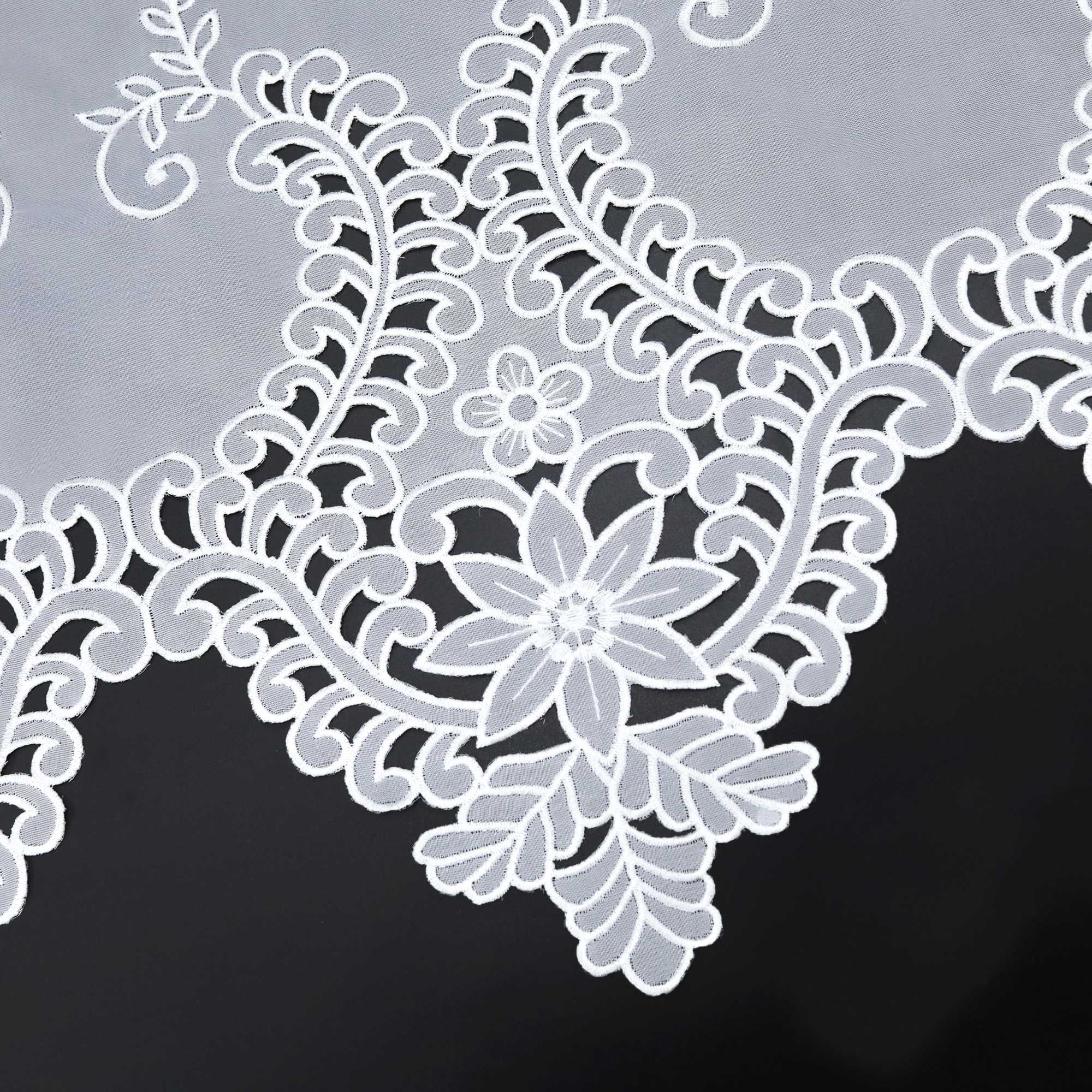 Scheibengardine Modern Bistrogardine durch Tunnelzug Halbtransparent Küche Kurzgardine Lasercut Blumenmuster - Joyswahl
