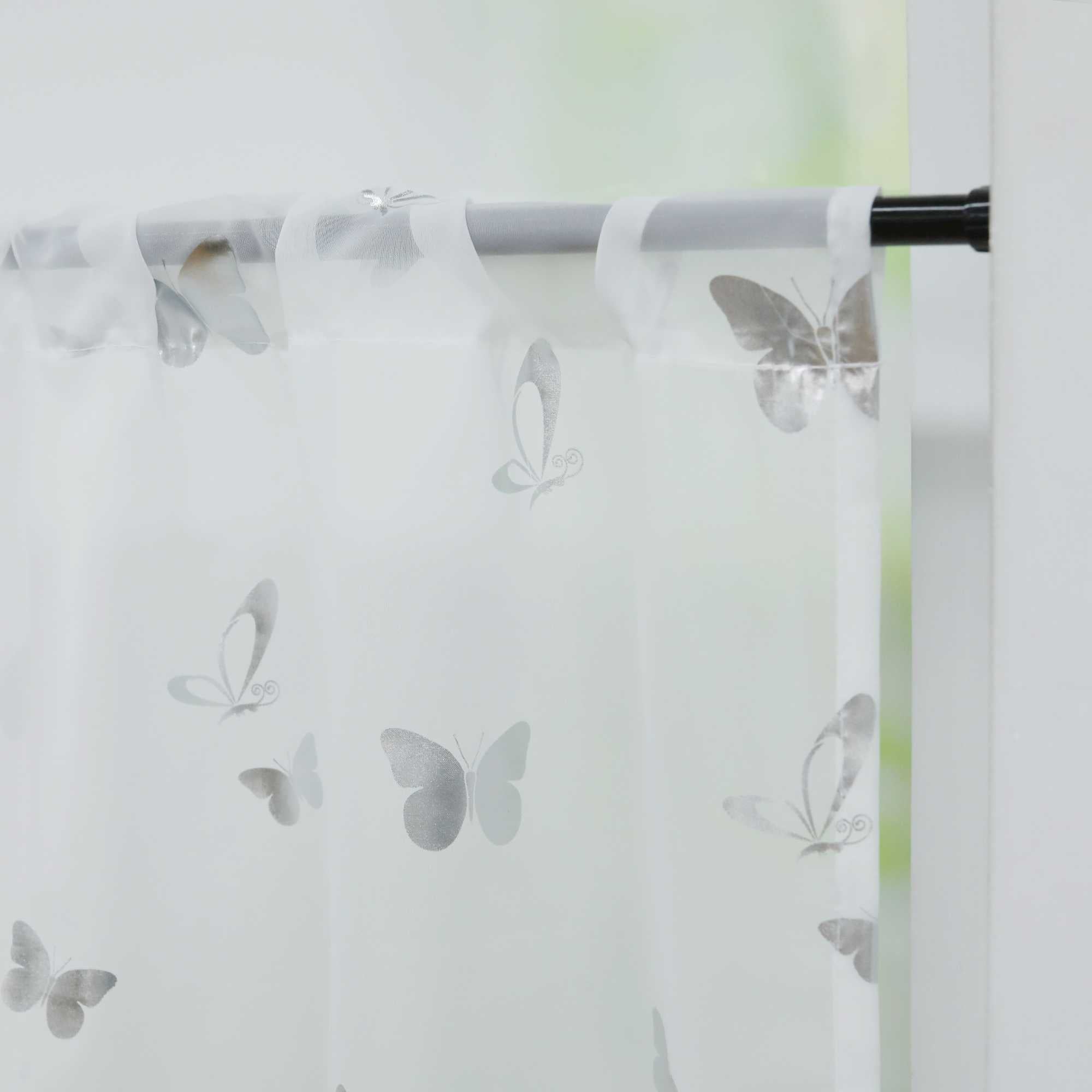 Scheibengardine mit Schmetterling Glanzdruck Transparent Küche Gardinen - Joyswahl