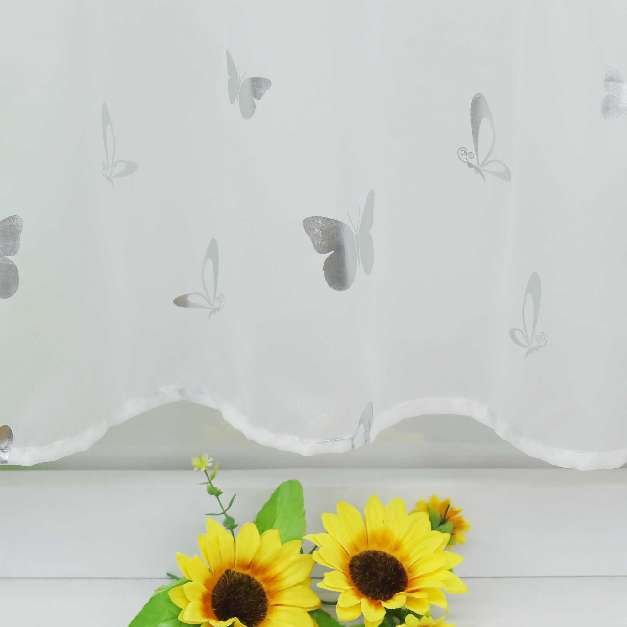 Scheibengardine mit Schmetterling Glanzdruck Transparent Küche Gardinen - Joyswahl