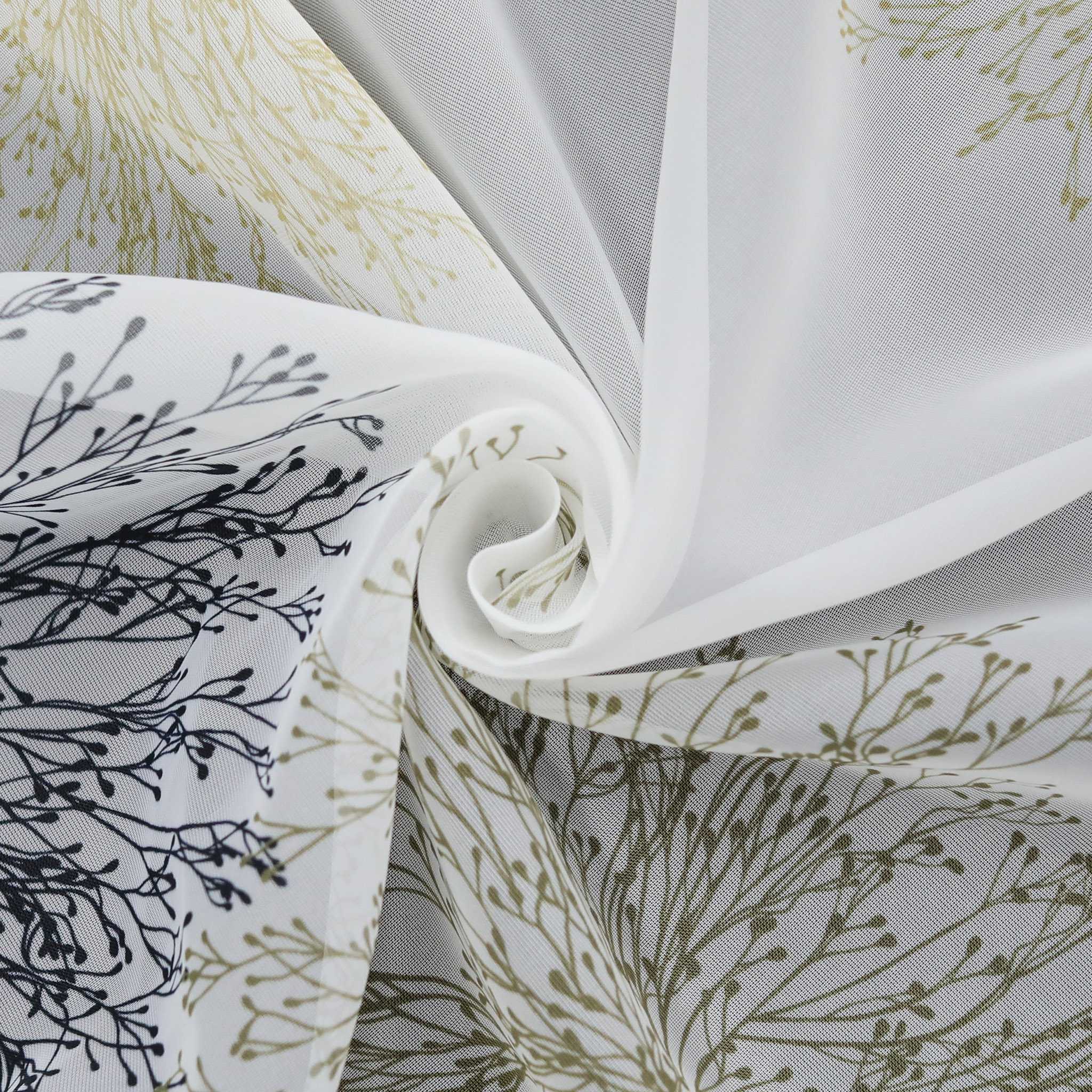 Voile-Vorhang Kräuselbandschal Transparente mit Blumenmuster leichte Schutzfunktion 1 Stück - Joyswahl