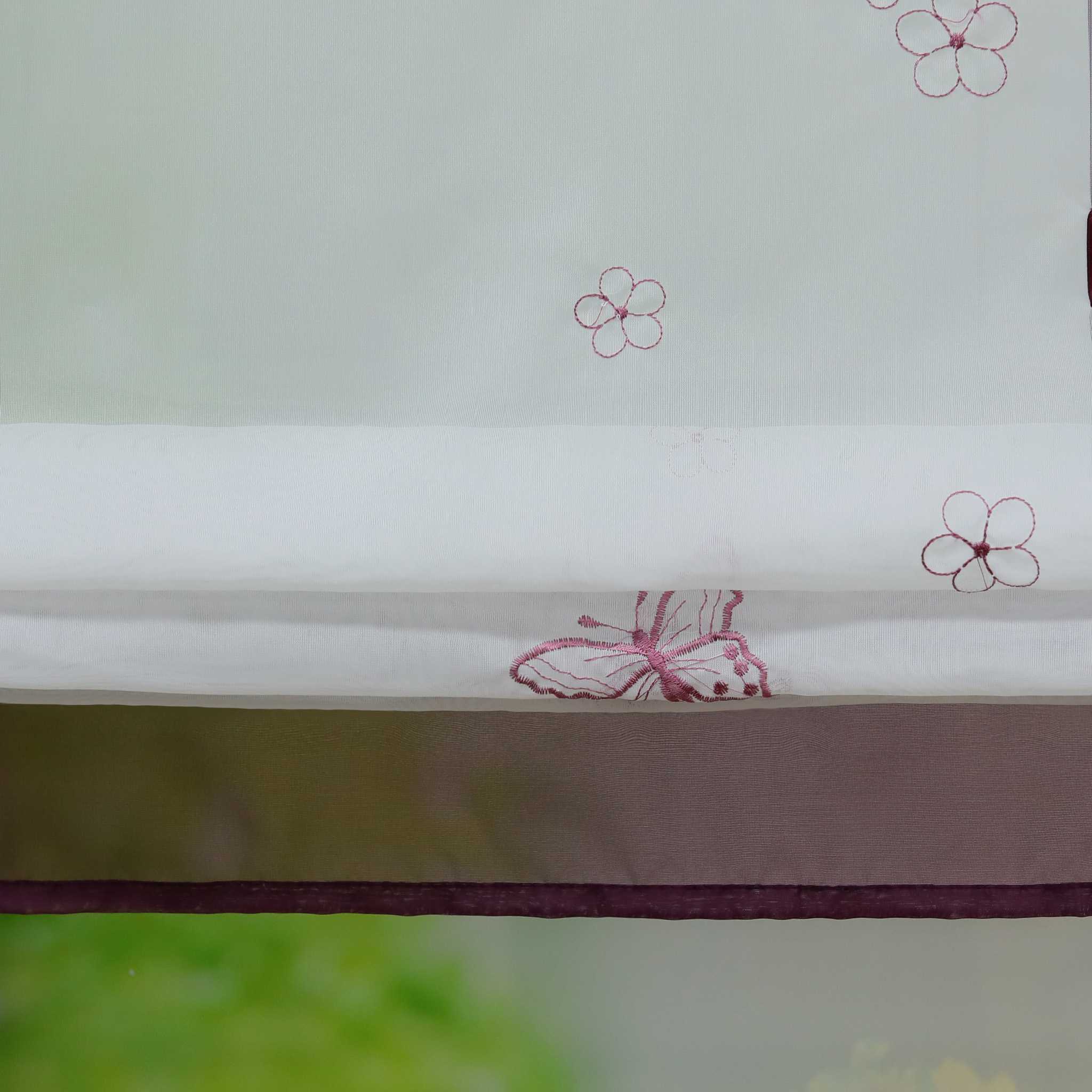 Raffrollo durch Tunnelzug Voile Küchengardinen modern Raffgardinen mit Stickerei Transparent 1 Stück - Joyswahl