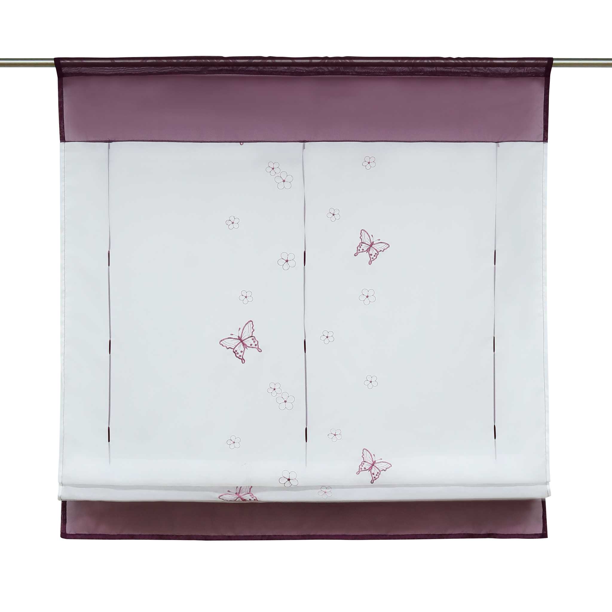 Raffrollo durch Tunnelzug Voile Küchengardinen modern Raffgardinen mit Stickerei Transparent 1 Stück - Joyswahl