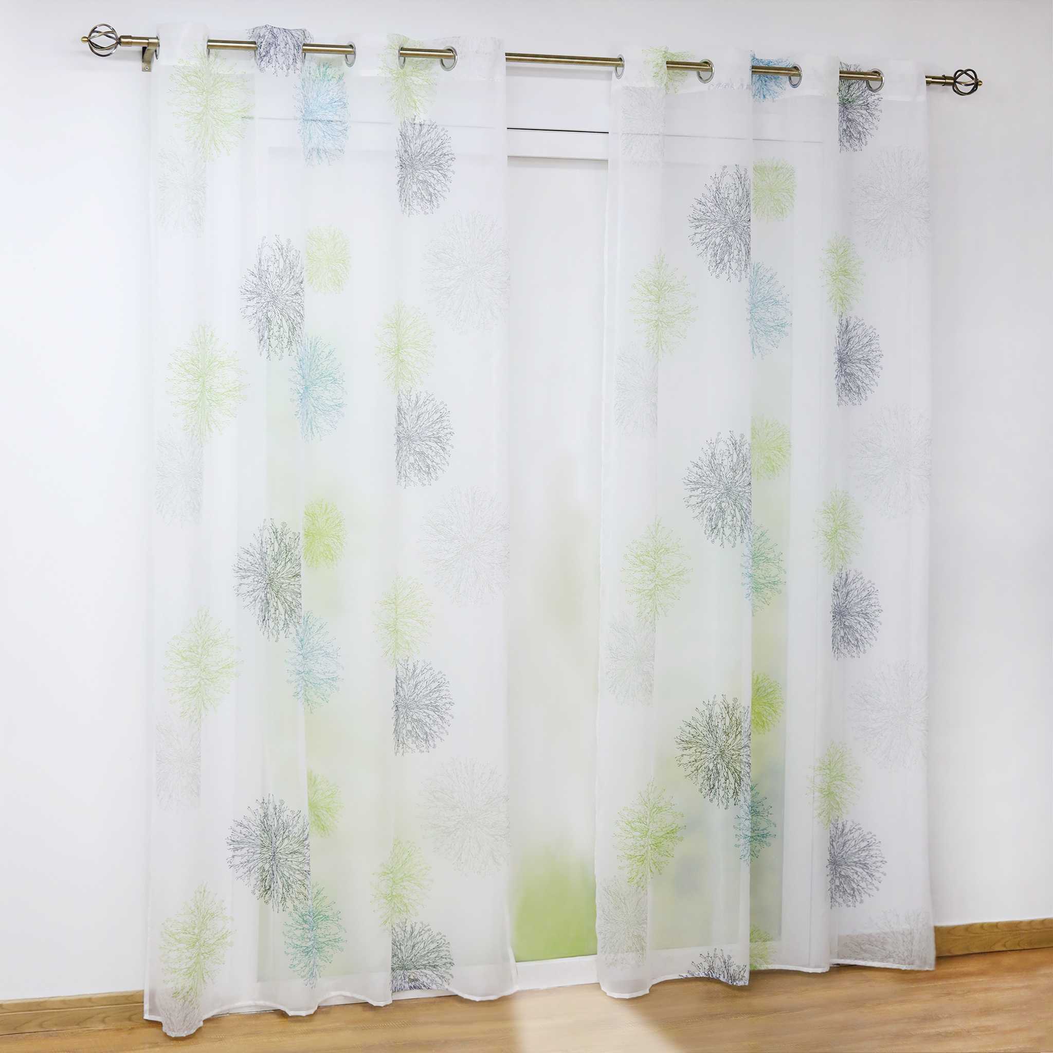 Voile-Vorhang Kräuselbandschal Transparente mit Blumenmuster leichte Schutzfunktion 1 Stück - Joyswahl