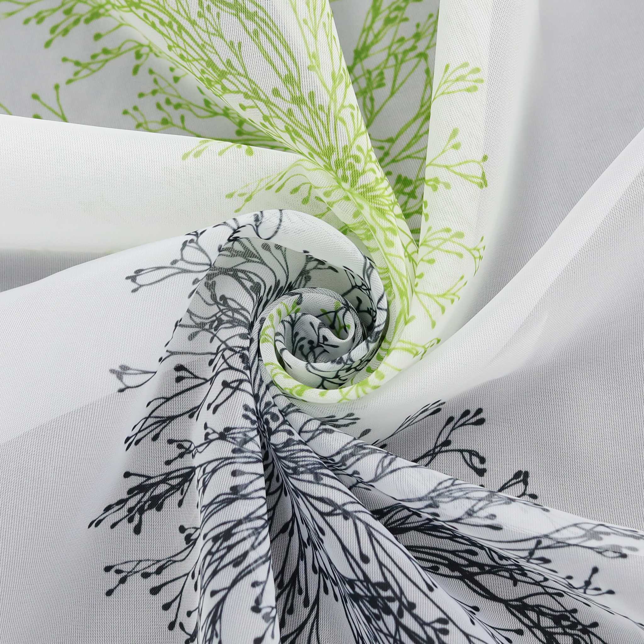 Voile-Vorhang Kräuselbandschal Transparente mit Blumenmuster leichte Schutzfunktion 1 Stück - Joyswahl