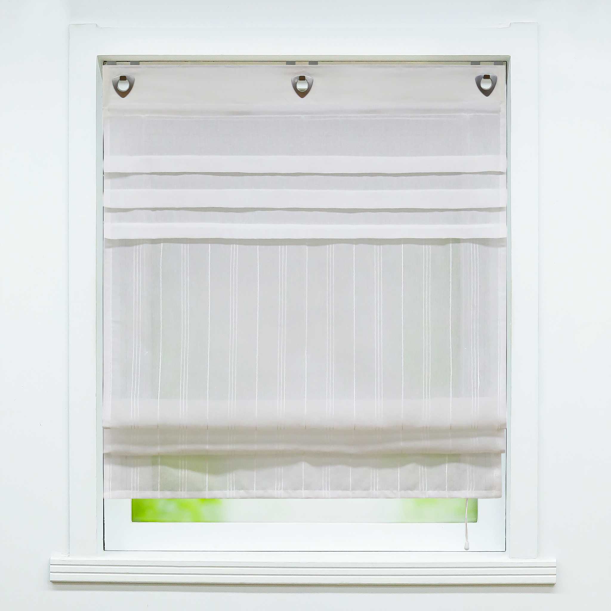 Rollos mit U-Haken gestreifte Muster Unifarbe halbtransparent modern Design 1 stück - Joyswahl