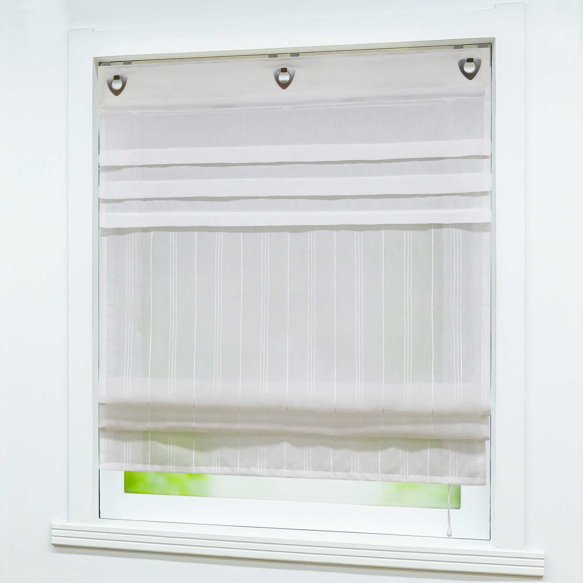 Rollos mit U-Haken gestreifte Muster Unifarbe halbtransparent modern Design 1 stück - Joyswahl