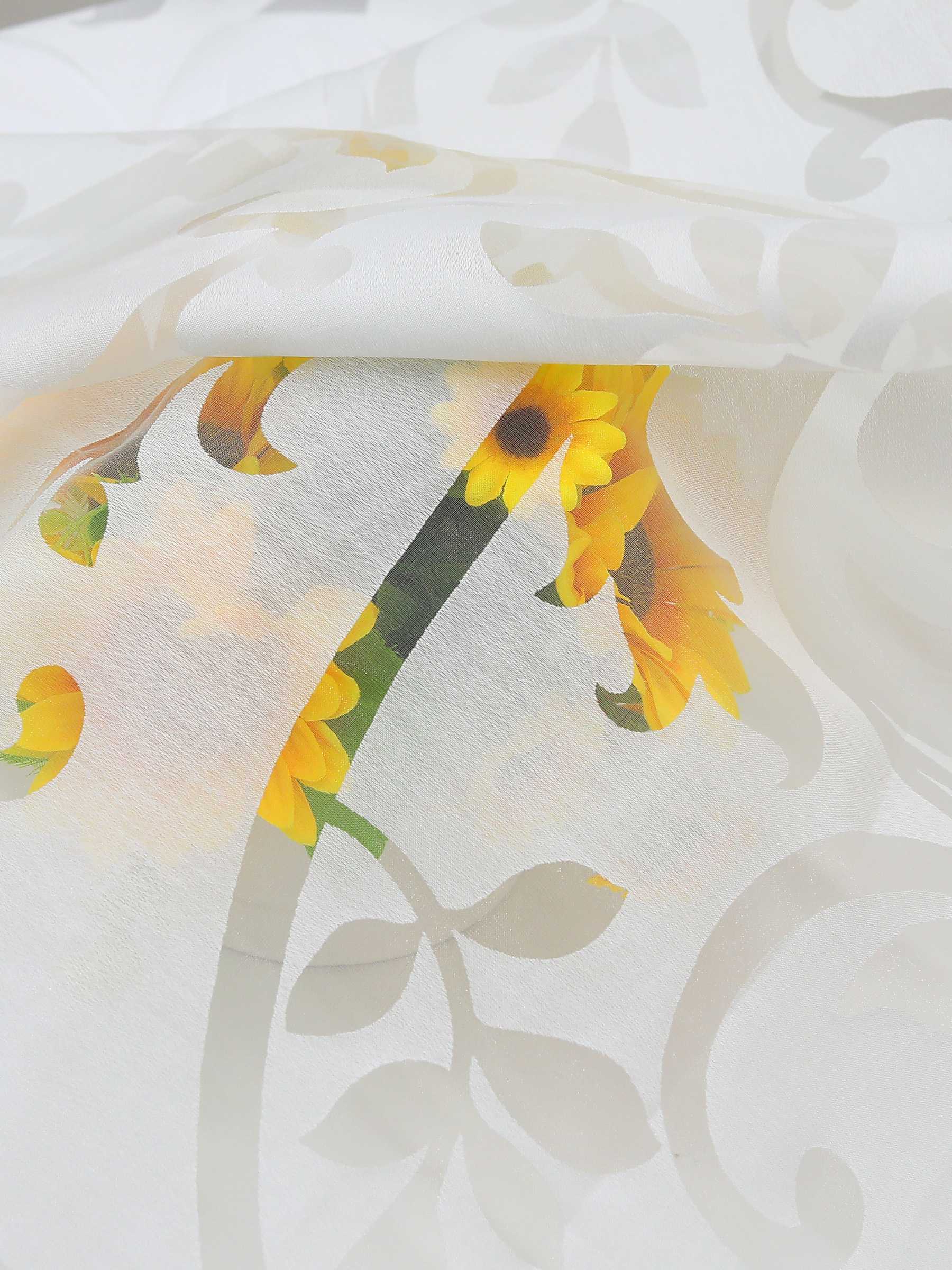 Schiebegardine Flächenvorhänge Klettbandschal mit Blumenmuster transparent modern 2er Set - Joyswahl