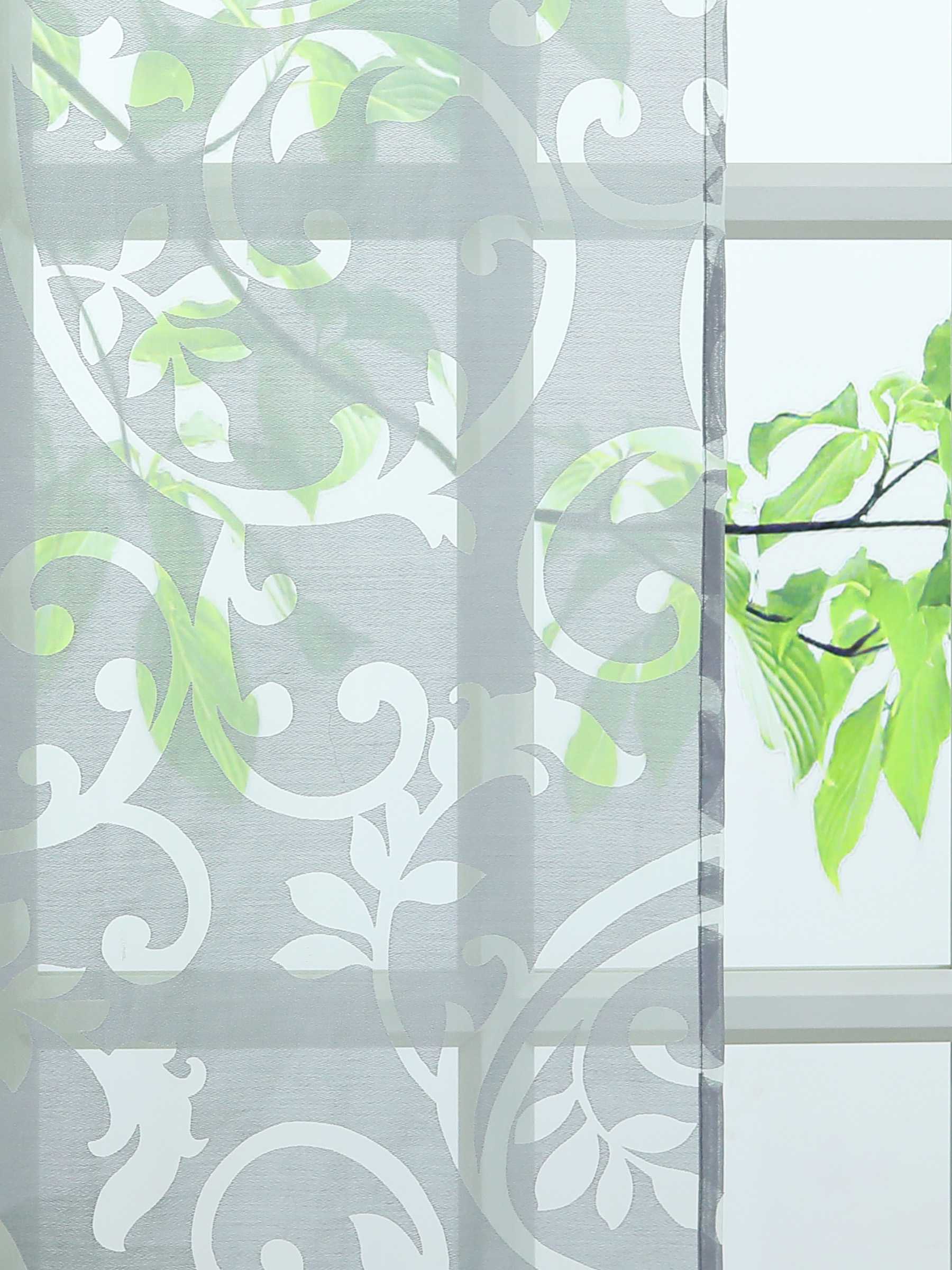 Schiebegardine Flächenvorhänge Klettbandschal mit Blumenmuster transparent modern 2er Set - Joyswahl