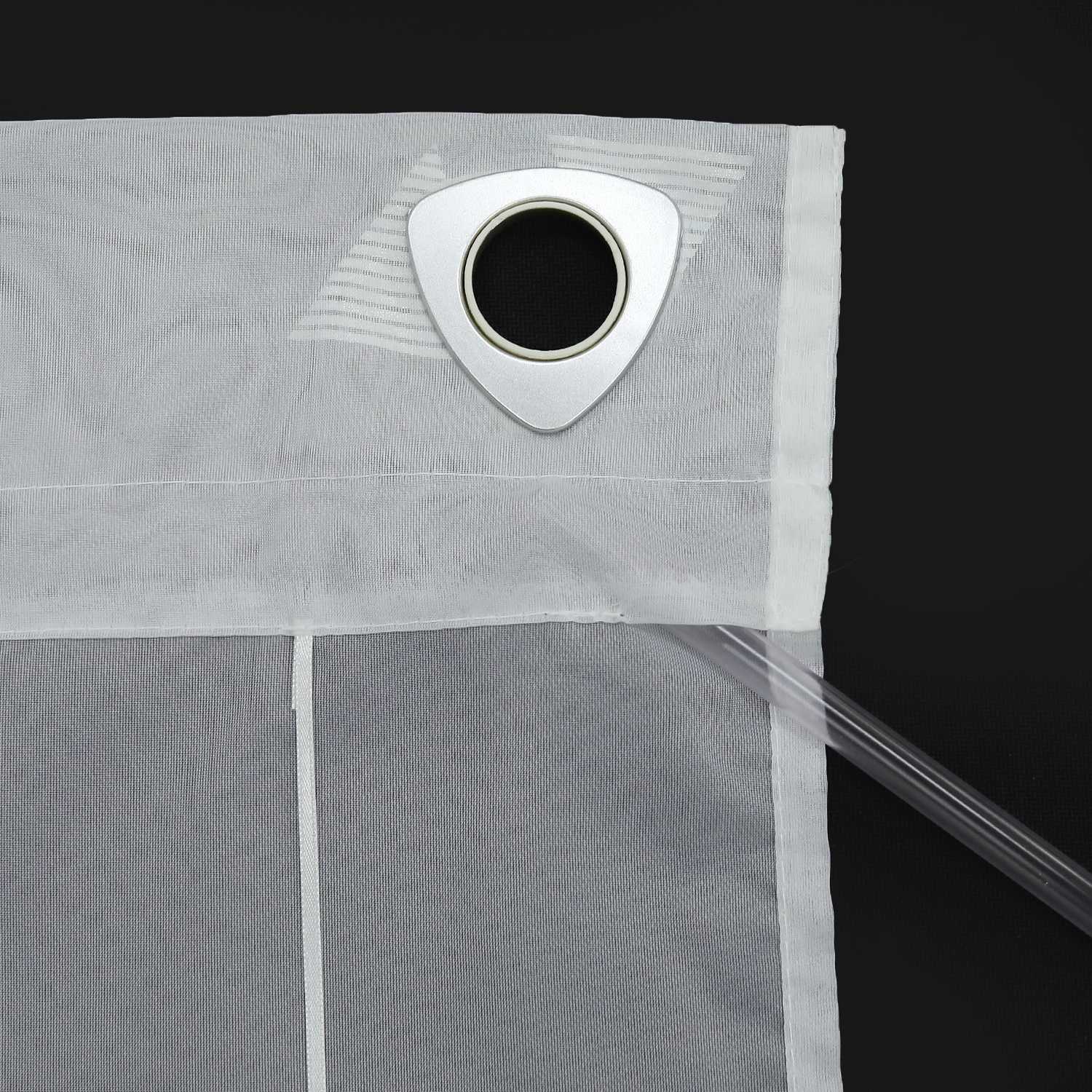 Raffrollo ohne Bohren mit Hakenaufhängung Voile Ösenrollo mit Glanzdruck Fenster Küche Gardinen Transparent Weiß 1 Stück - Joyswahl
