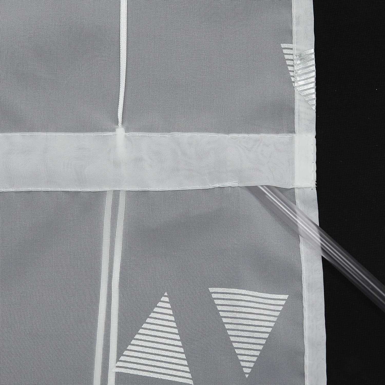 Raffrollo ohne Bohren mit Hakenaufhängung Voile Ösenrollo mit Glanzdruck Fenster Küche Gardinen Transparent Weiß 1 Stück - Joyswahl