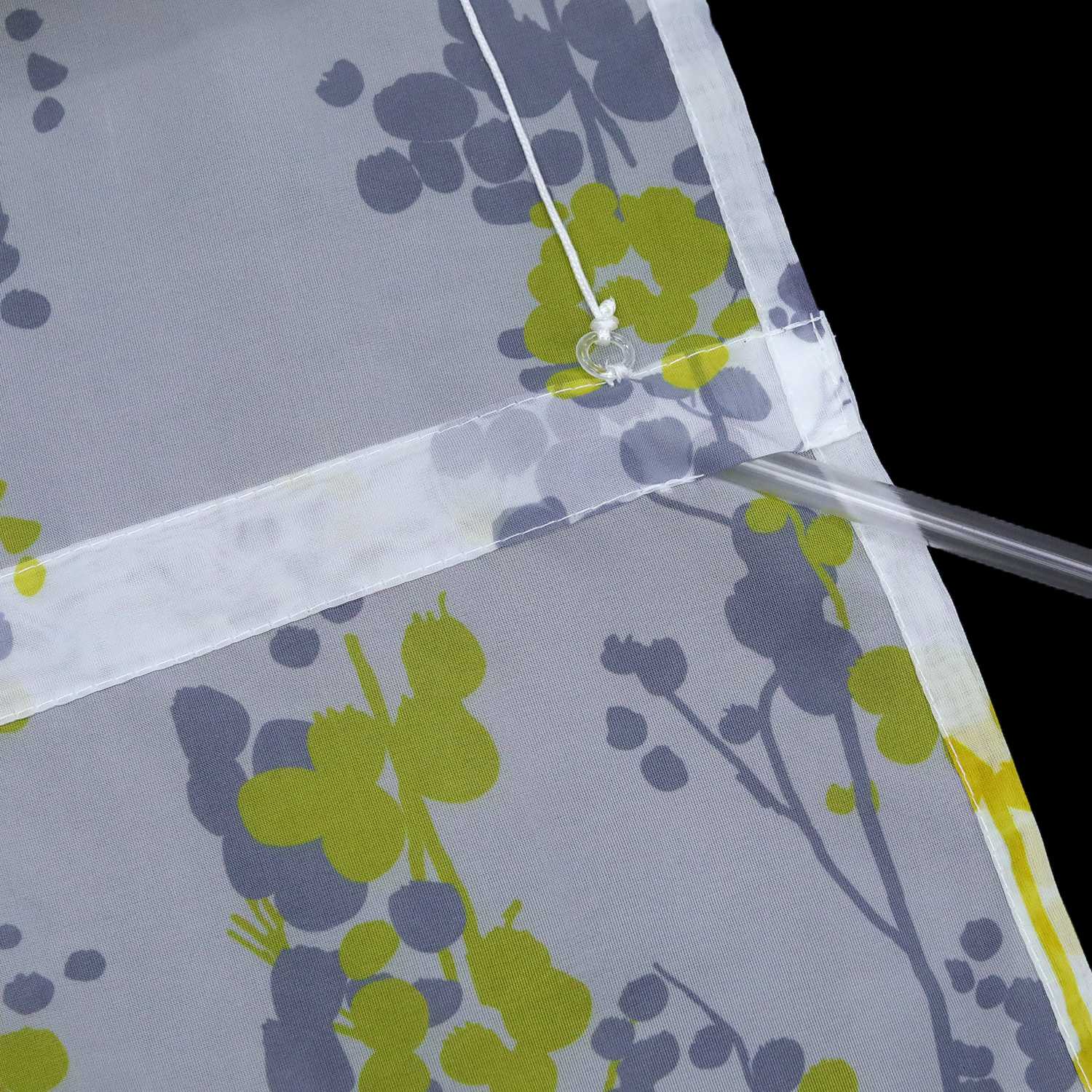 Raffrollo mit Schlaufen Halbtransparent Voile Raffgardine mit Blaubeermuster Modern Küche Gardinen - Joyswahl