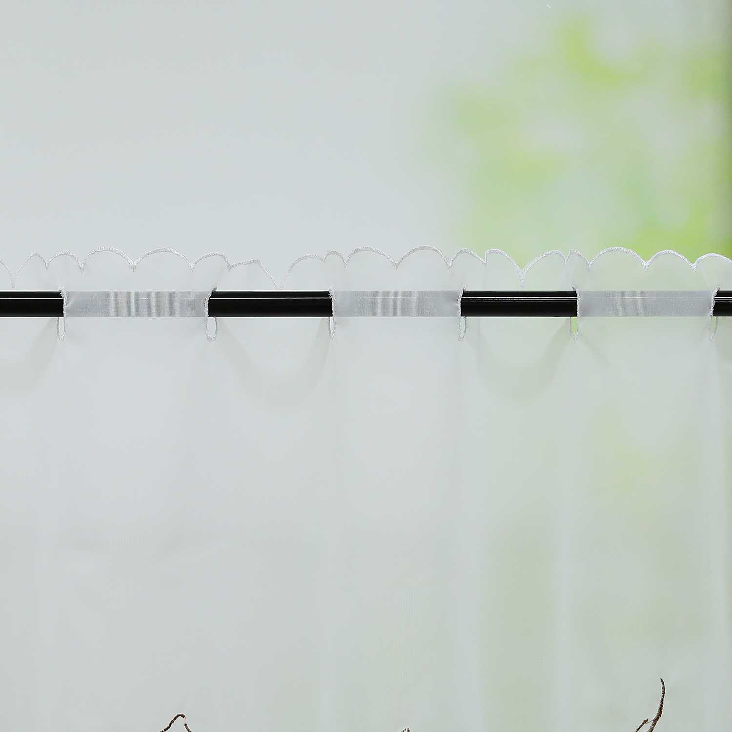 Scheibengardine Kurze Schlaufengardine mit Blumenmuster transparent lichtdurchlässig 1 Stück - Joyswahl