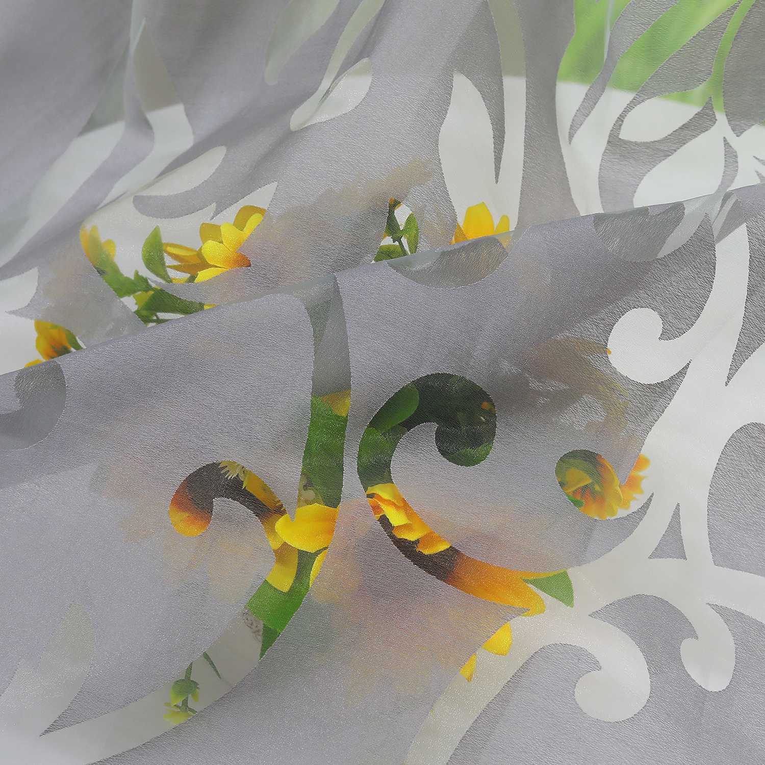 Eleganter transparenter Vorhang mit floralem Muster lichtdurchlässiger Fensterschal für Wohnzimmer 1 Stück - Joyswahl