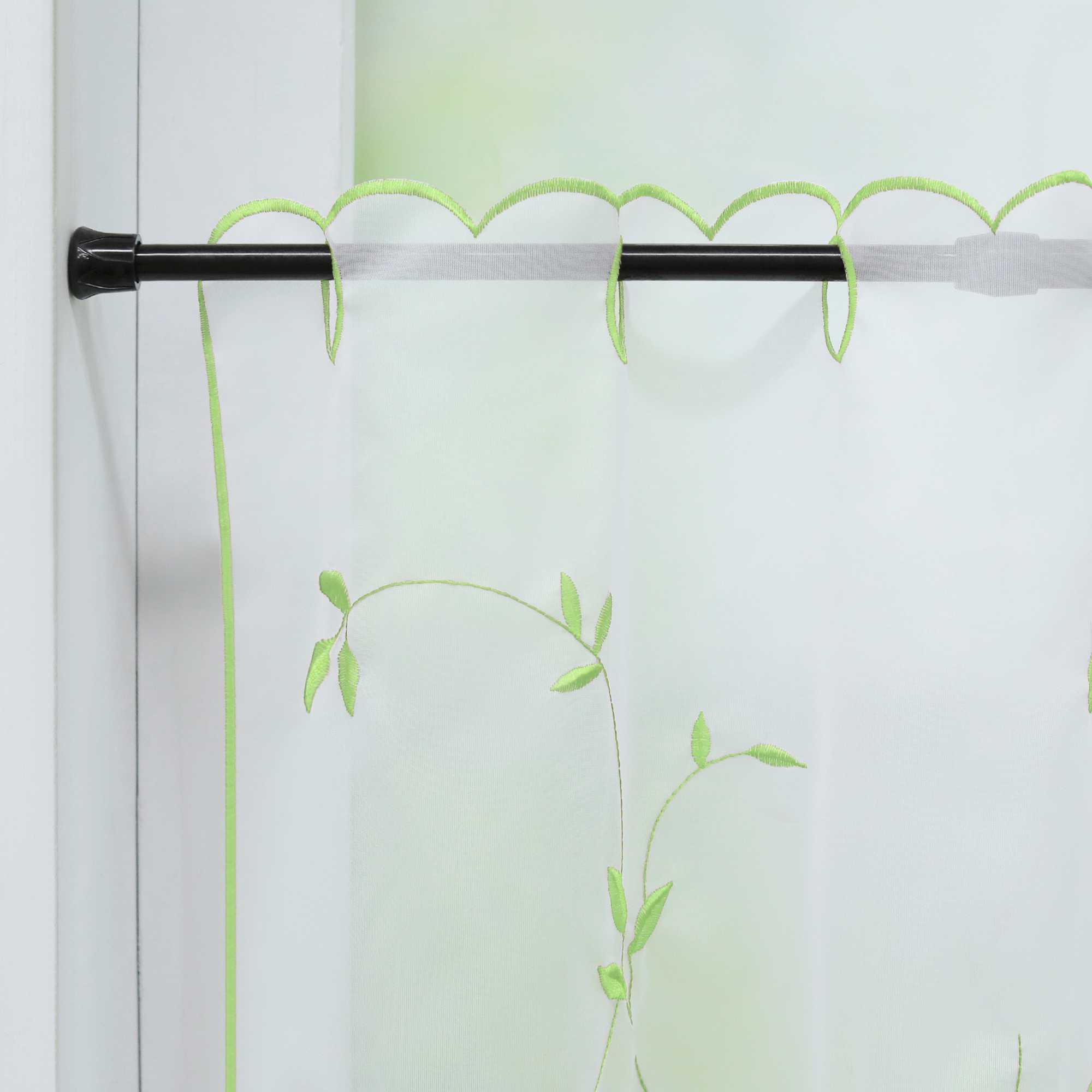 Scheibengardinen Voile Bistrogardinen mit Blattstickerei Transparent Bestickte Küche Kurzstores - Joyswahl