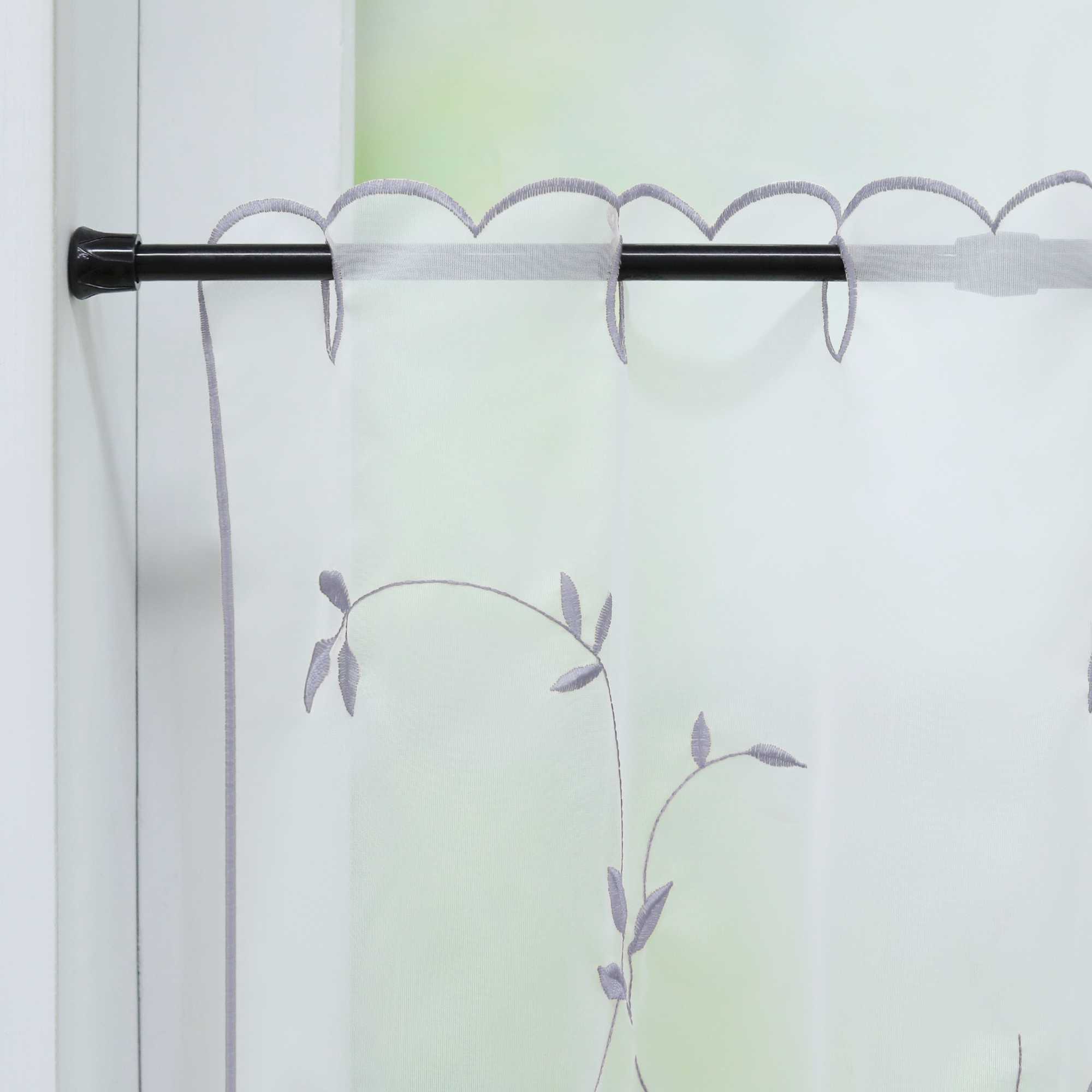 Scheibengardinen Voile Bistrogardinen mit Blattstickerei Transparent Bestickte Küche Kurzstores - Joyswahl