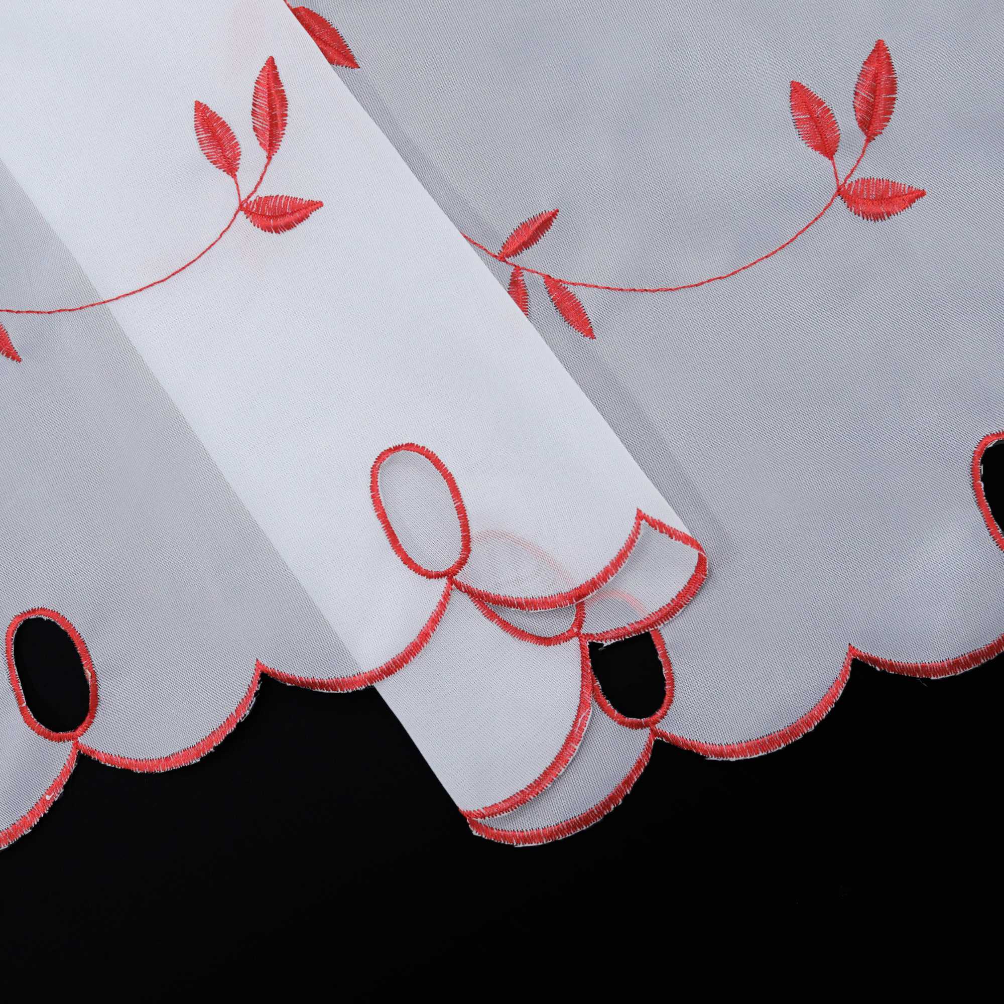 Scheibengardinen Voile Bistrogardinen mit Blattstickerei Transparent Bestickte Küche Kurzstores - Joyswahl