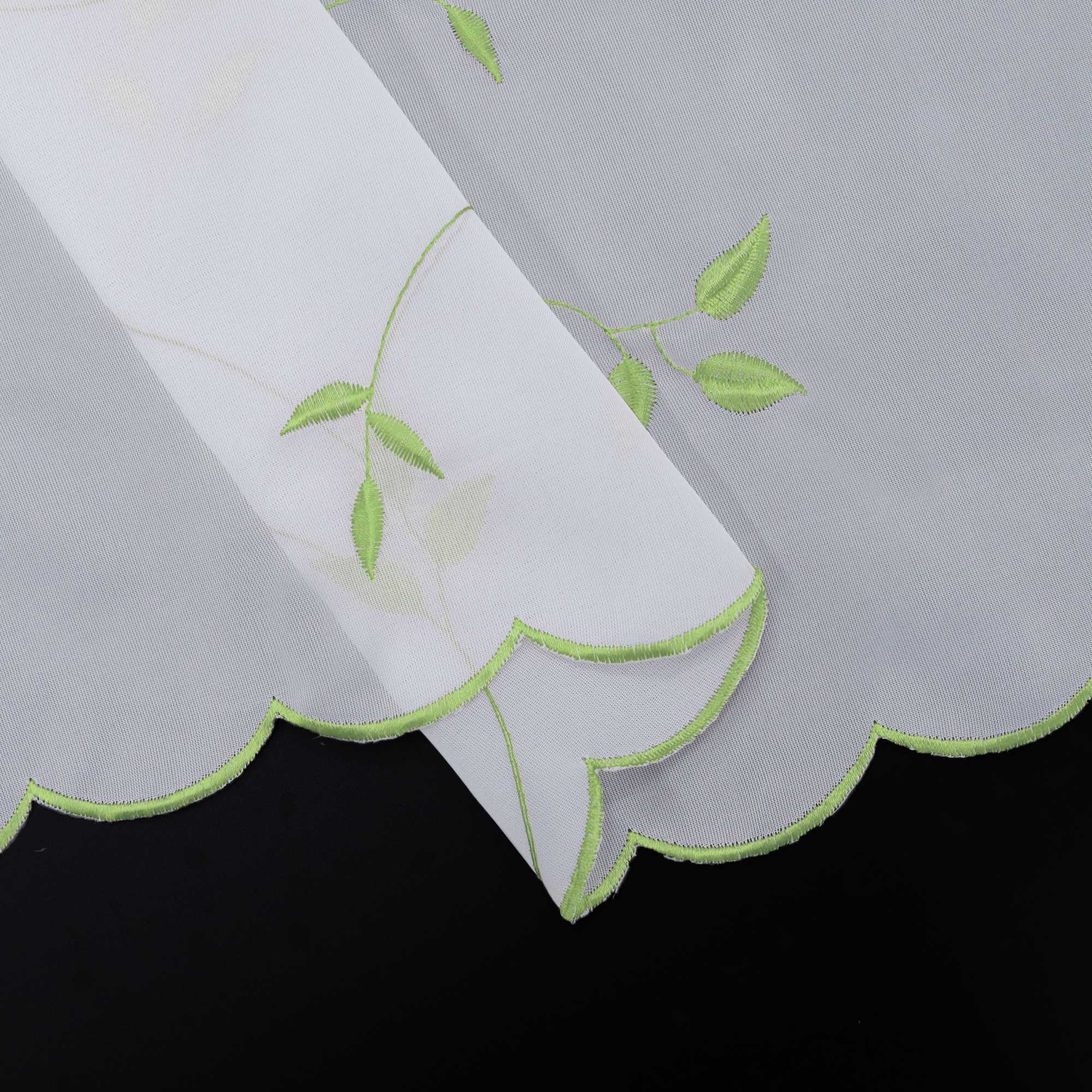 Scheibengardinen Voile Bistrogardinen mit Blattstickerei Transparent Bestickte Küche Kurzstores - Joyswahl