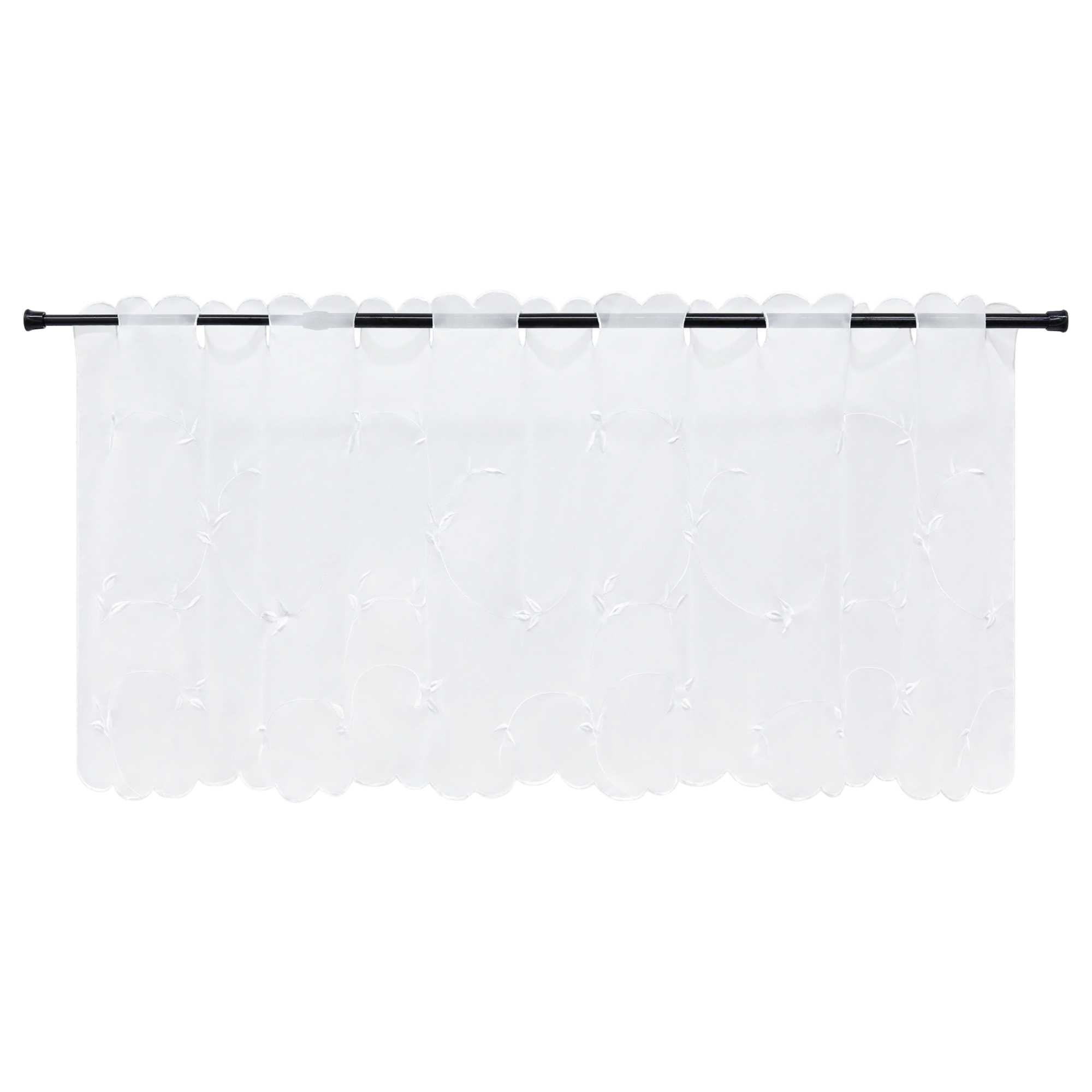 Scheibengardinen Voile Bistrogardinen mit Blattstickerei Transparent Bestickte Küche Kurzstores - Joyswahl