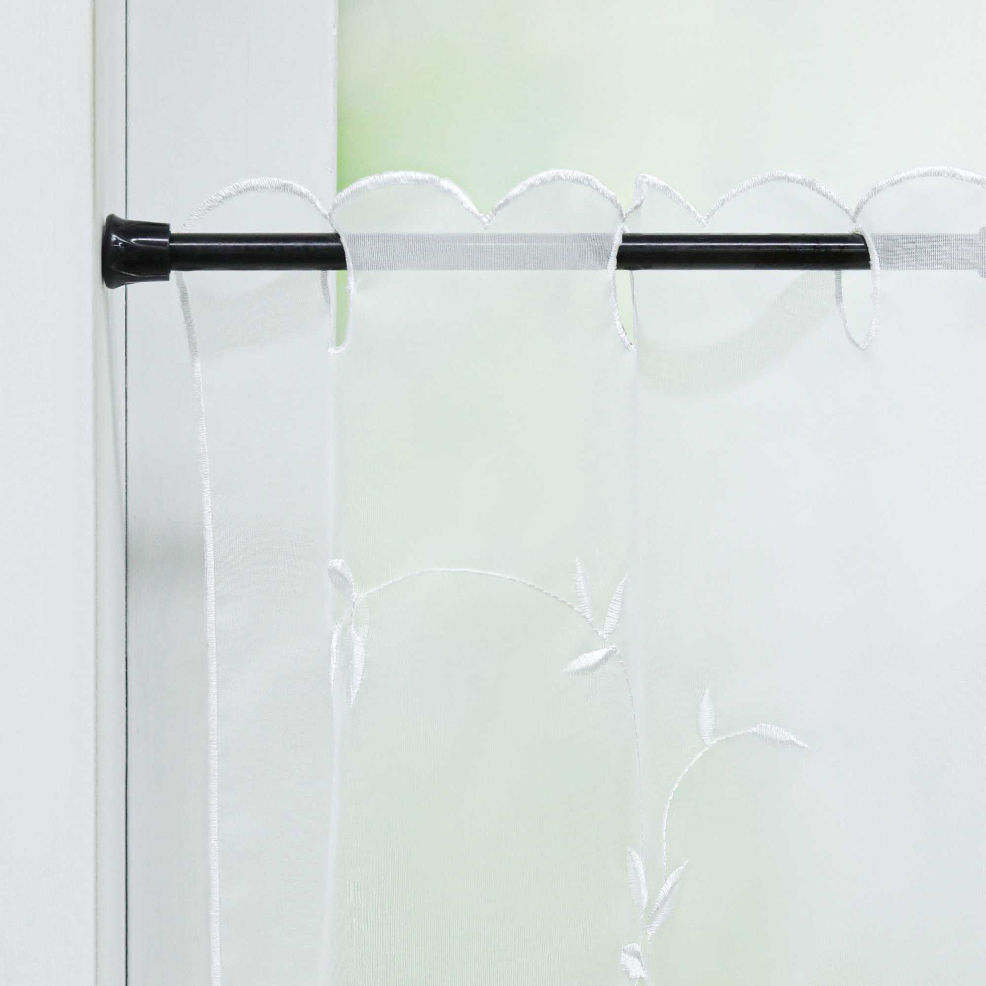 Scheibengardinen Voile Bistrogardinen mit Blattstickerei Transparent Bestickte Küche Kurzstores - Joyswahl