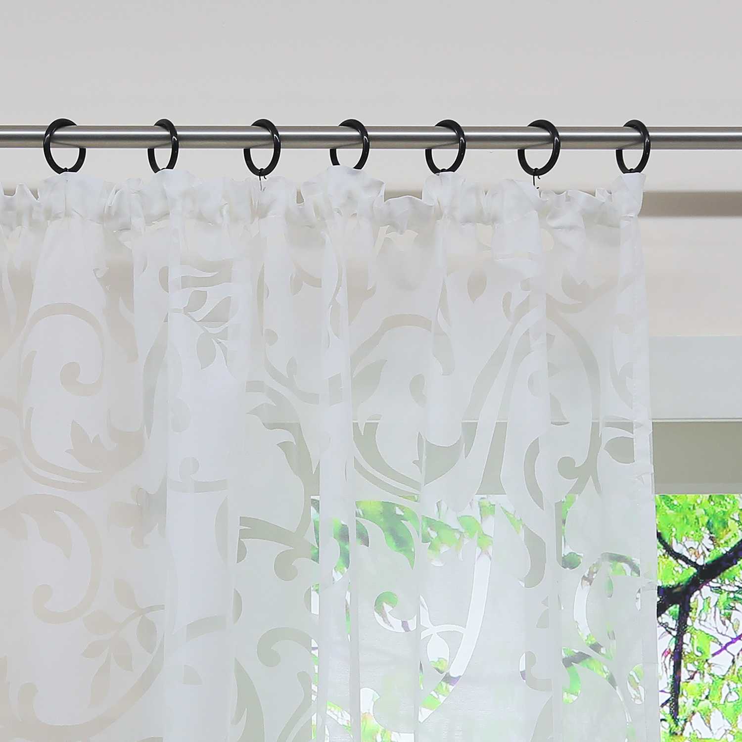 Eleganter transparenter Vorhang mit floralem Muster lichtdurchlässiger Fensterschal für Wohnzimmer 1 Stück - Joyswahl