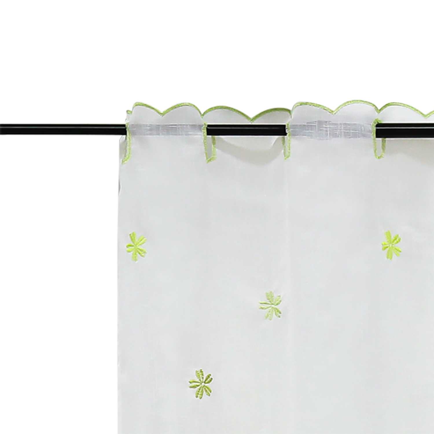 Scheibengardine durch Stangendurchzug Halbtransparent Blumenmuster und Stickereikunst 1 Stück - Joyswahl