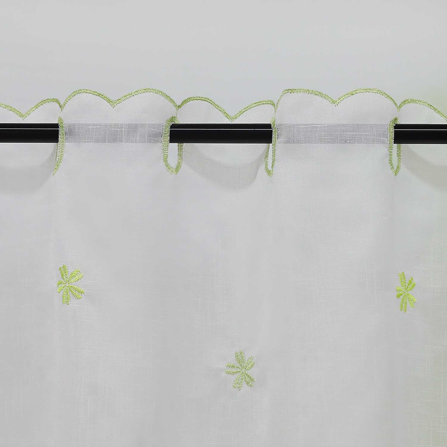Scheibengardine durch Stangendurchzug Halbtransparent Blumenmuster und Stickereikunst 1 Stück - Joyswahl