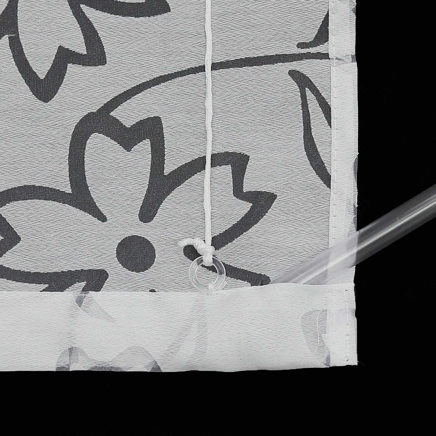 Rollos mit U-Haken transparent Burn-out-Techni Blumenmuster 1 Stück - Joyswahl