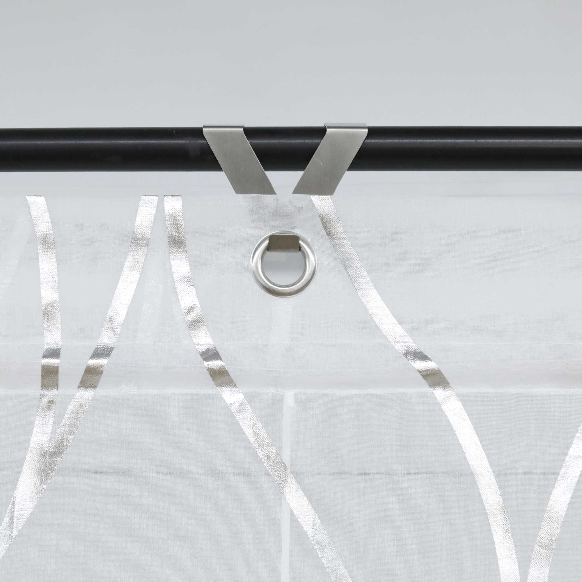 Rollos mit Ösen Gardinen Küche Raffgardinen Transparent Ösenrollo Vorhänge Mit Wellen-Druck Modern Voile 1 Stück - Joyswahl