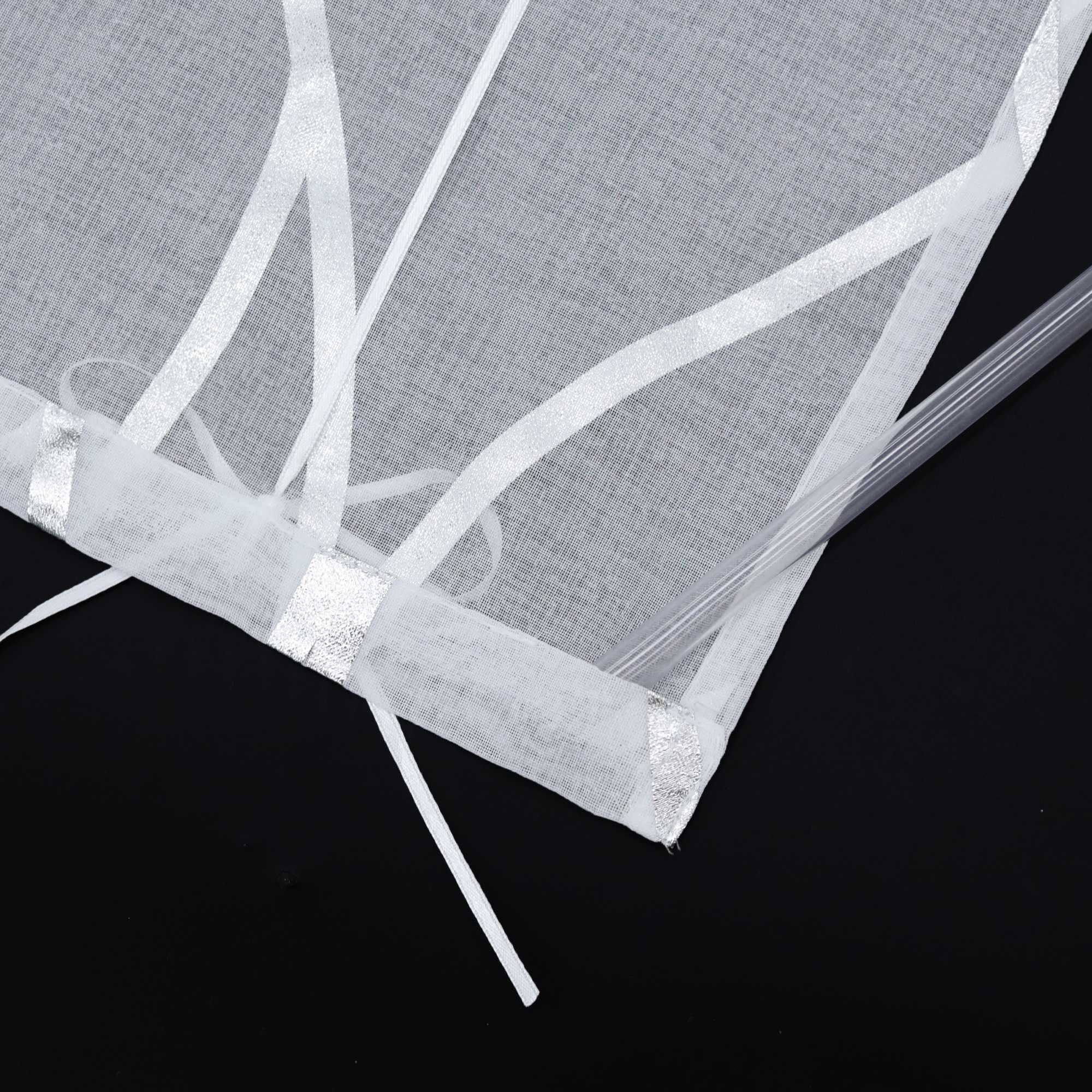 Rollos mit Ösen Gardinen Küche Raffgardinen Transparent Ösenrollo Vorhänge Mit Wellen-Druck Modern Voile 1 Stück - Joyswahl