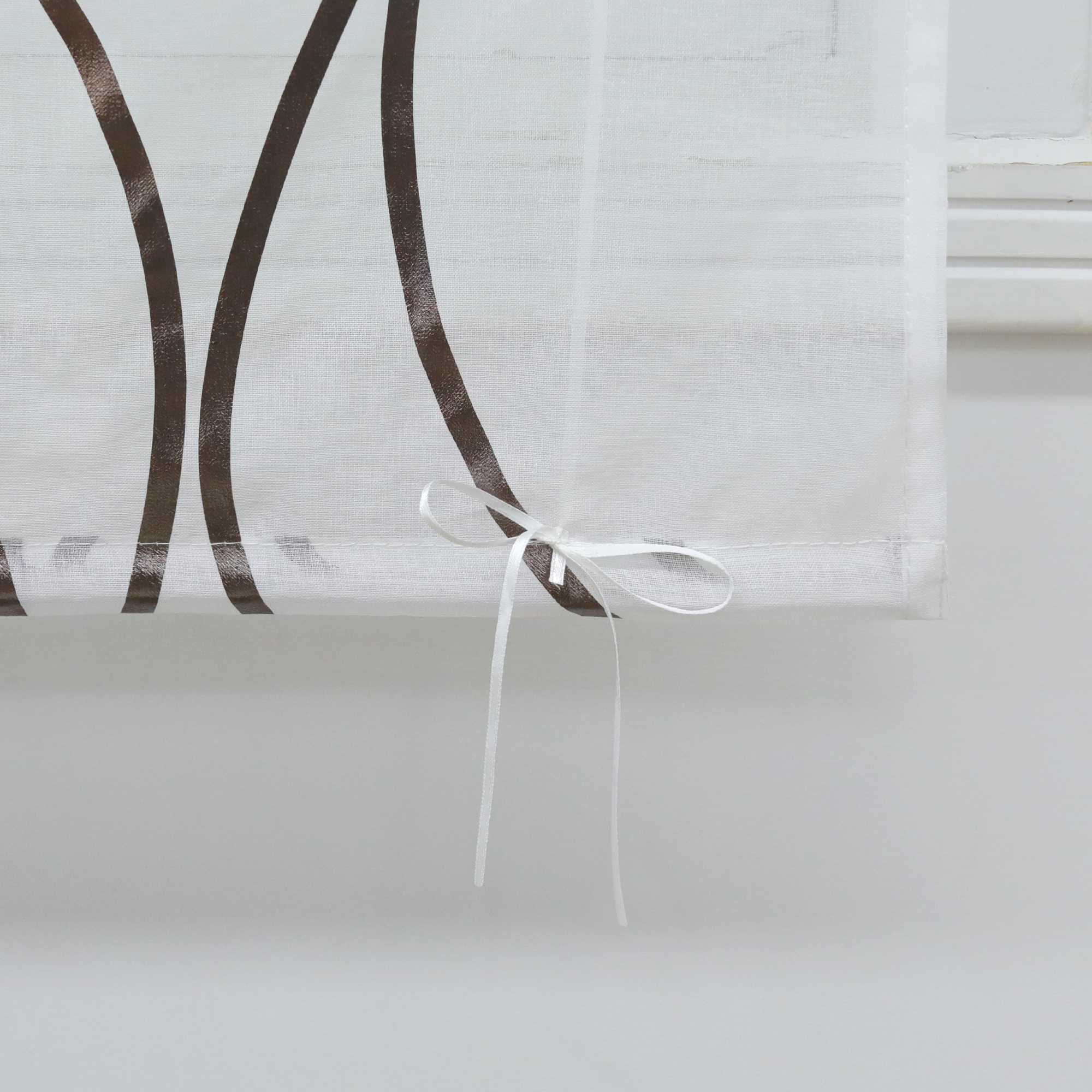 Rollos mit Ösen Gardinen Küche Raffgardinen Transparent Ösenrollo Vorhänge Mit Wellen-Druck Modern Voile 1 Stück - Joyswahl