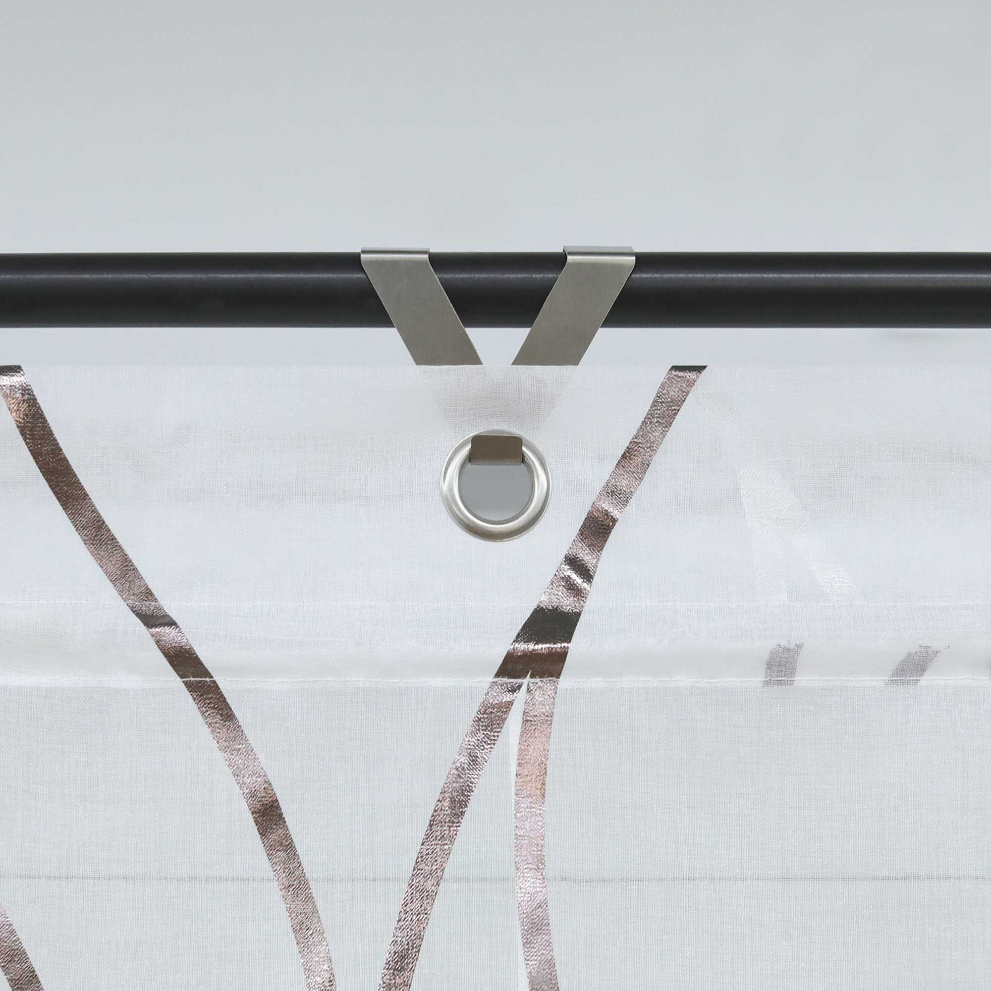 Rollos mit Ösen Gardinen Küche Raffgardinen Transparent Ösenrollo Vorhänge Mit Wellen-Druck Modern Voile 1 Stück - Joyswahl