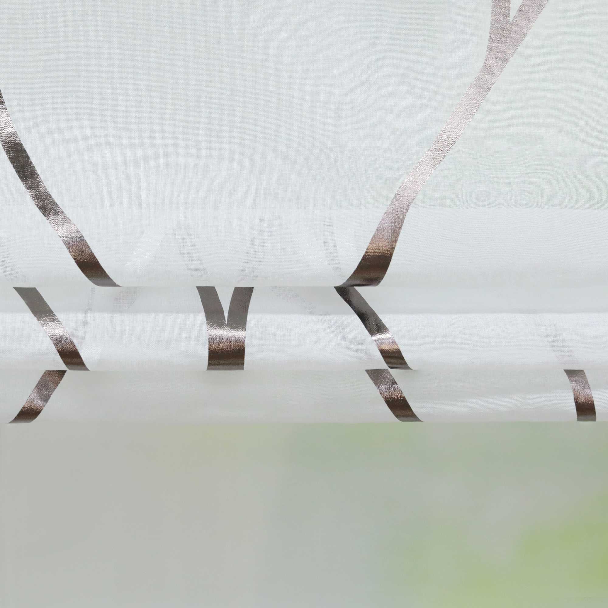 Rollos mit Ösen Gardinen Küche Raffgardinen Transparent Ösenrollo Vorhänge Mit Wellen-Druck Modern Voile 1 Stück - Joyswahl