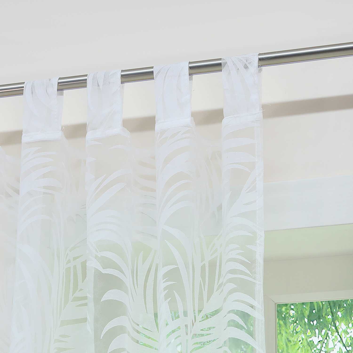 Voile Gardine in Ausbrenner mit Blätter Muster transparenter Vorhang Unifarbiges Schals Wohnzimmer Fensterschal 1 Stück - Joyswahl