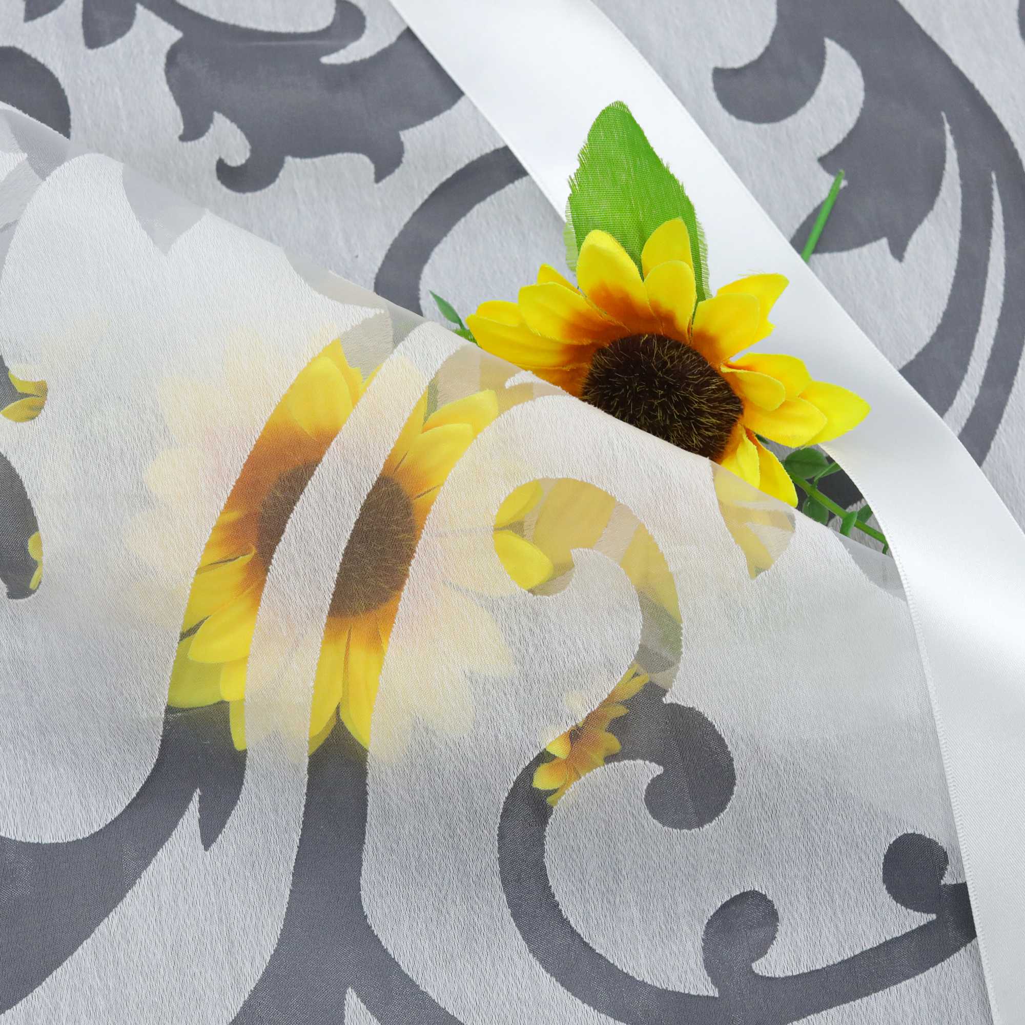 Raffrollo durch Tunnelzug romantische Rollo mit floralem Muster transparentes Vorhang für Wohnzimmerfenster 1 Stück - Joyswahl