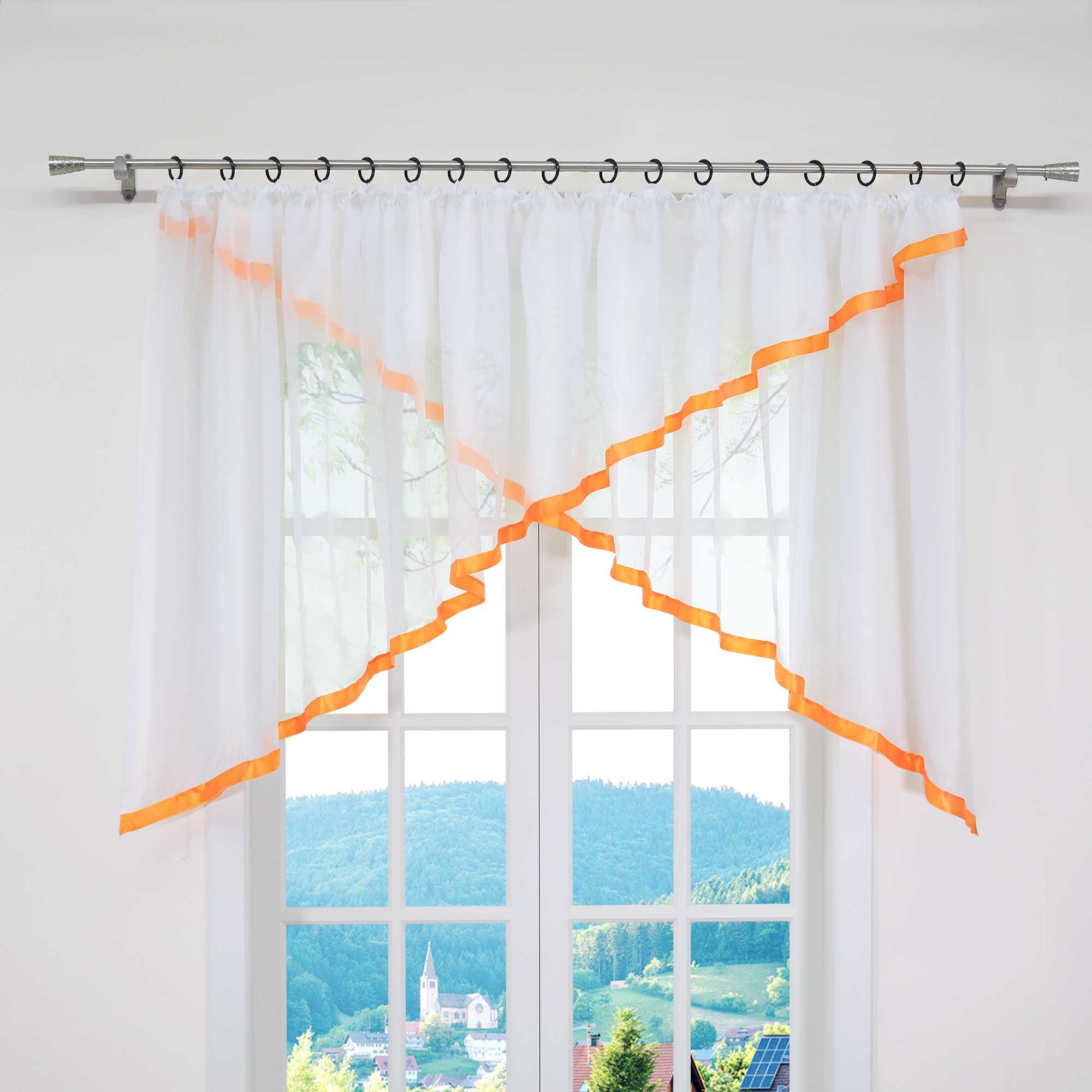 Scheibengardinen Kräuselbandgardine Fensterdeko Kreuzdesign Obere Fensterabdeckung 1 stück - Joyswahl