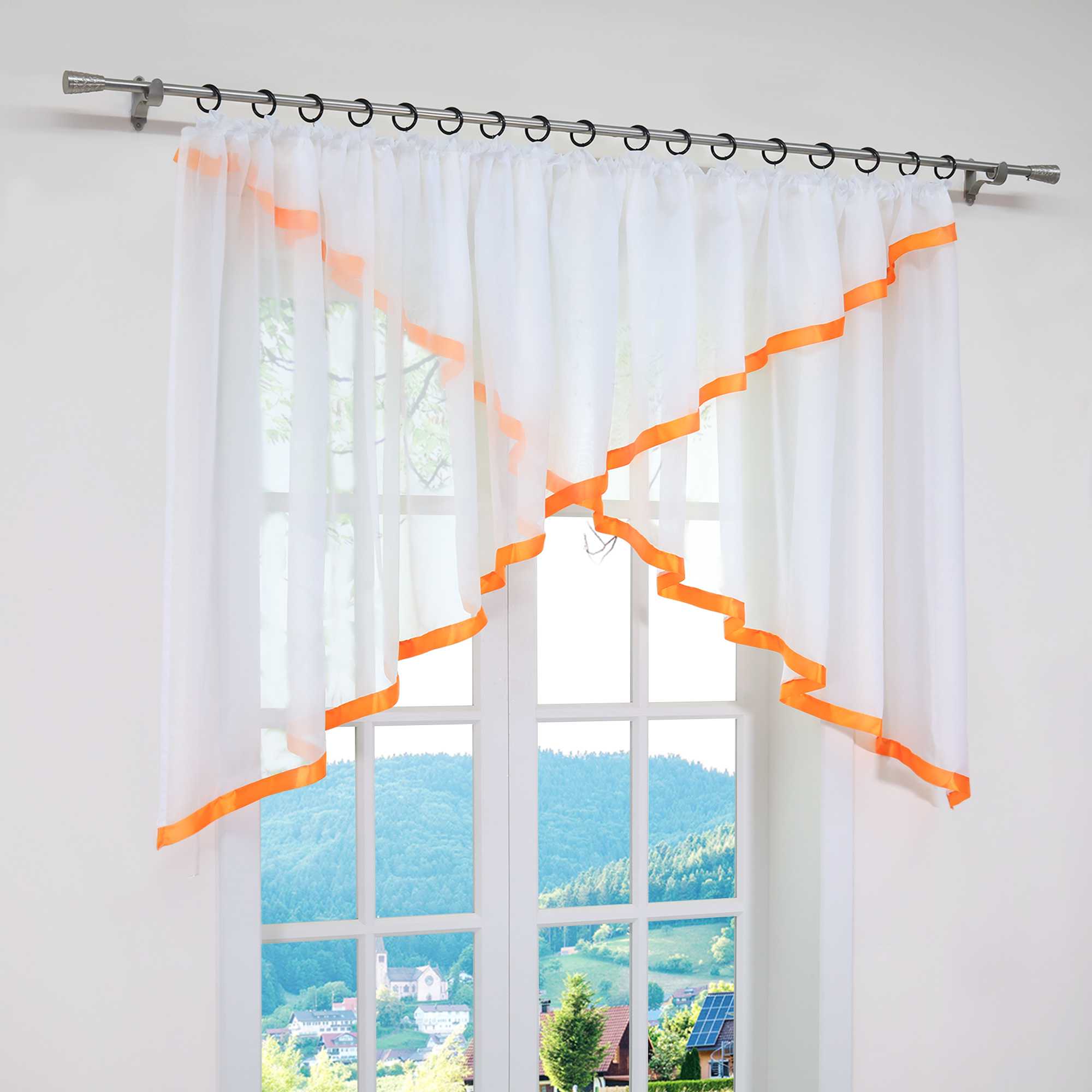 Scheibengardinen Kräuselbandgardine Fensterdeko Kreuzdesign Obere Fensterabdeckung 1 stück - Joyswahl