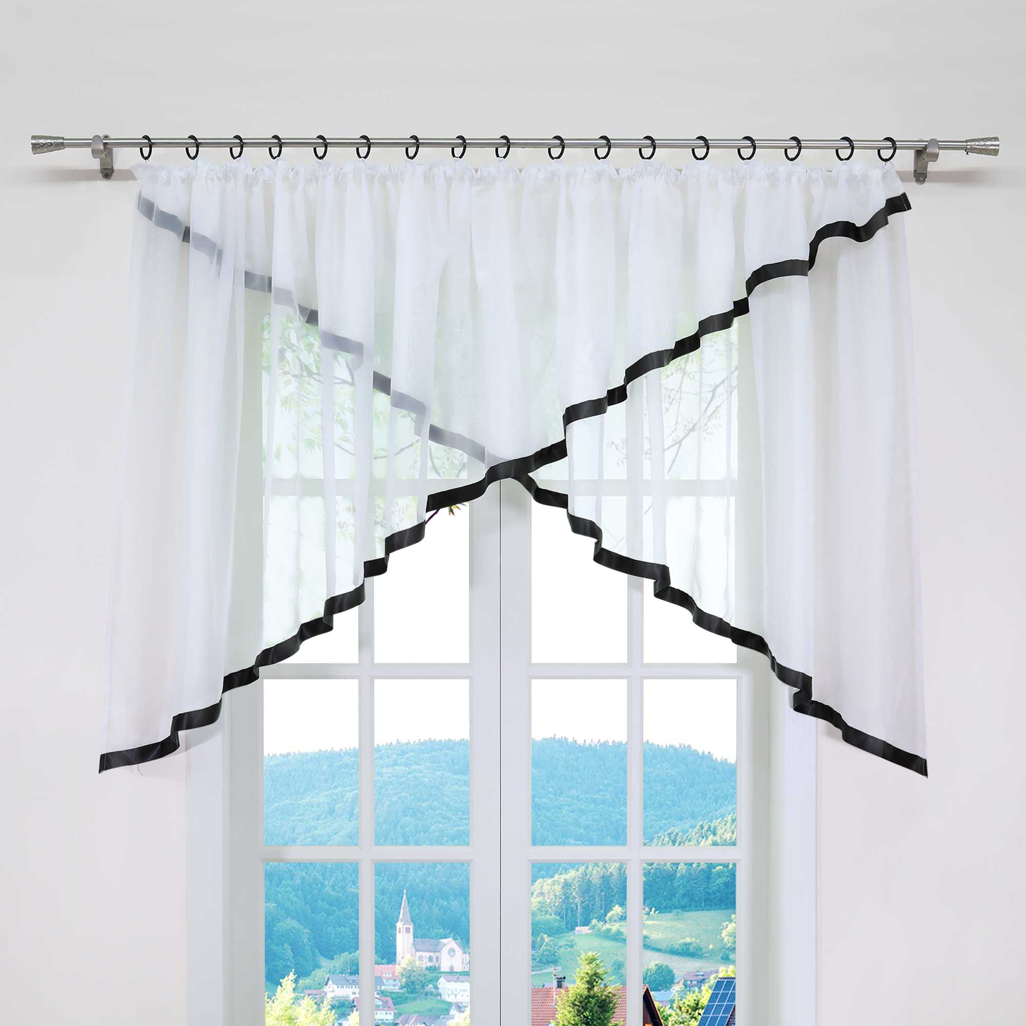 Scheibengardinen Kräuselbandgardine Fensterdeko Kreuzdesign Obere Fensterabdeckung 1 stück - Joyswahl