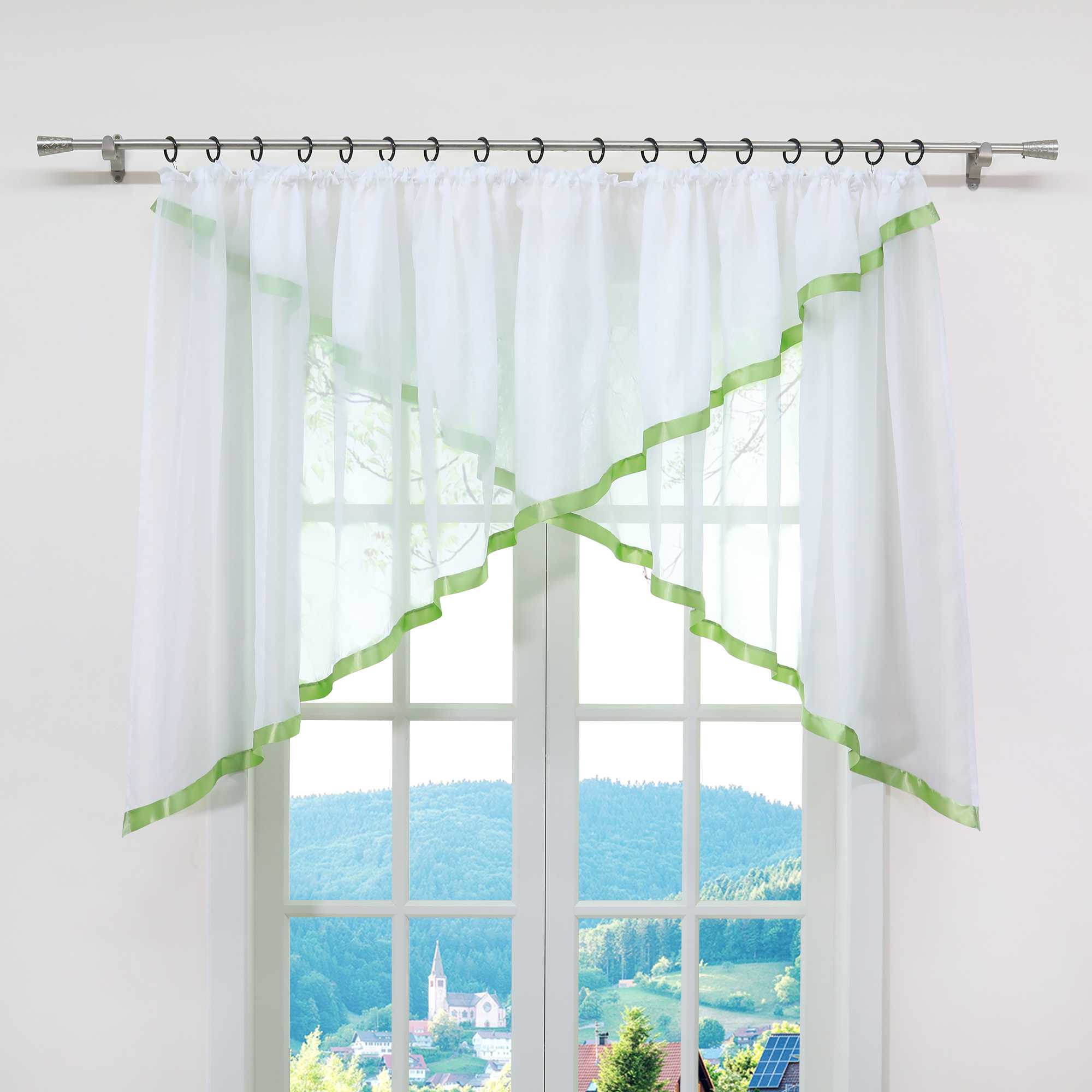 Scheibengardinen Kräuselbandgardine Fensterdeko Kreuzdesign Obere Fensterabdeckung 1 stück - Joyswahl