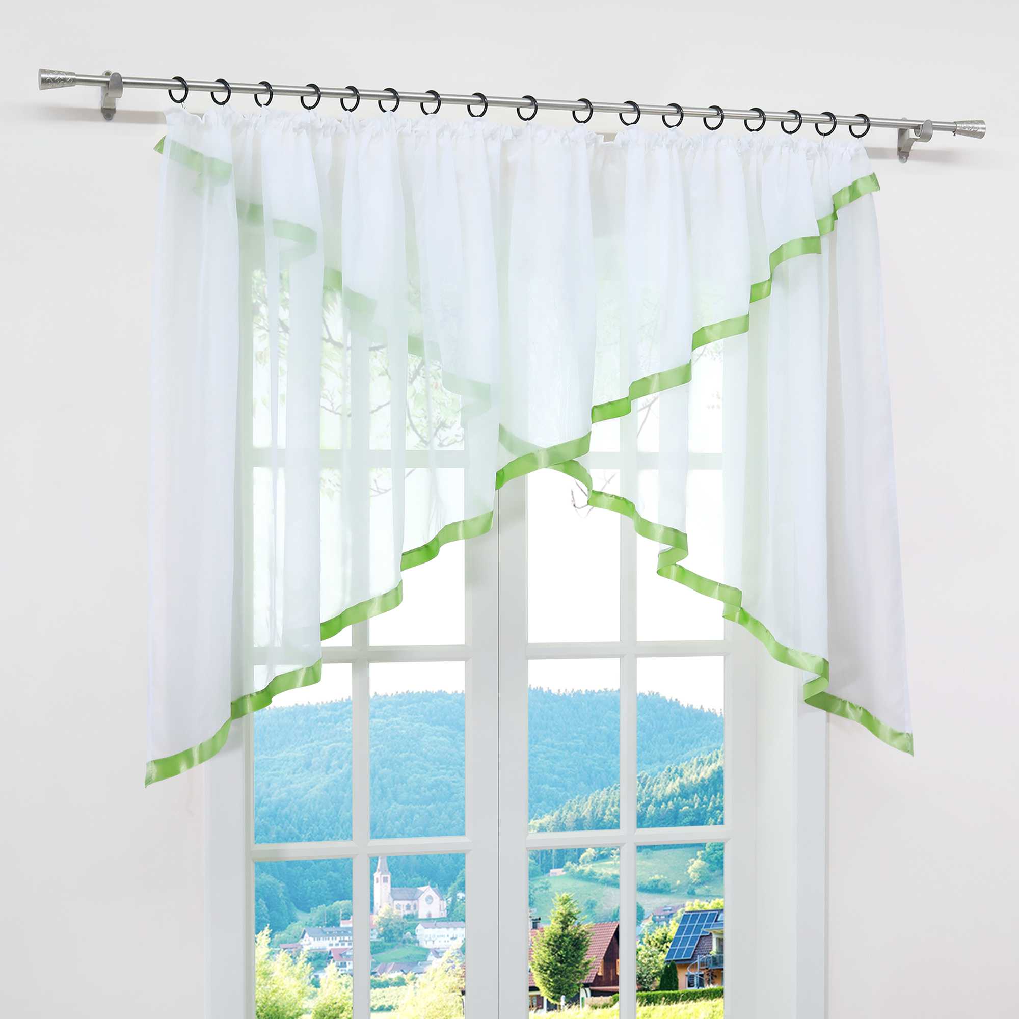 Scheibengardinen Kräuselbandgardine Fensterdeko Kreuzdesign Obere Fensterabdeckung 1 stück - Joyswahl