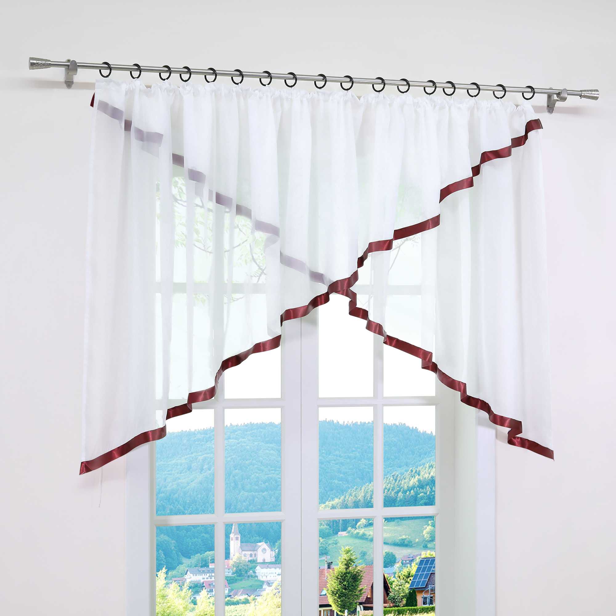 Scheibengardinen Kräuselbandgardine Fensterdeko Kreuzdesign Obere Fensterabdeckung 1 stück - Joyswahl