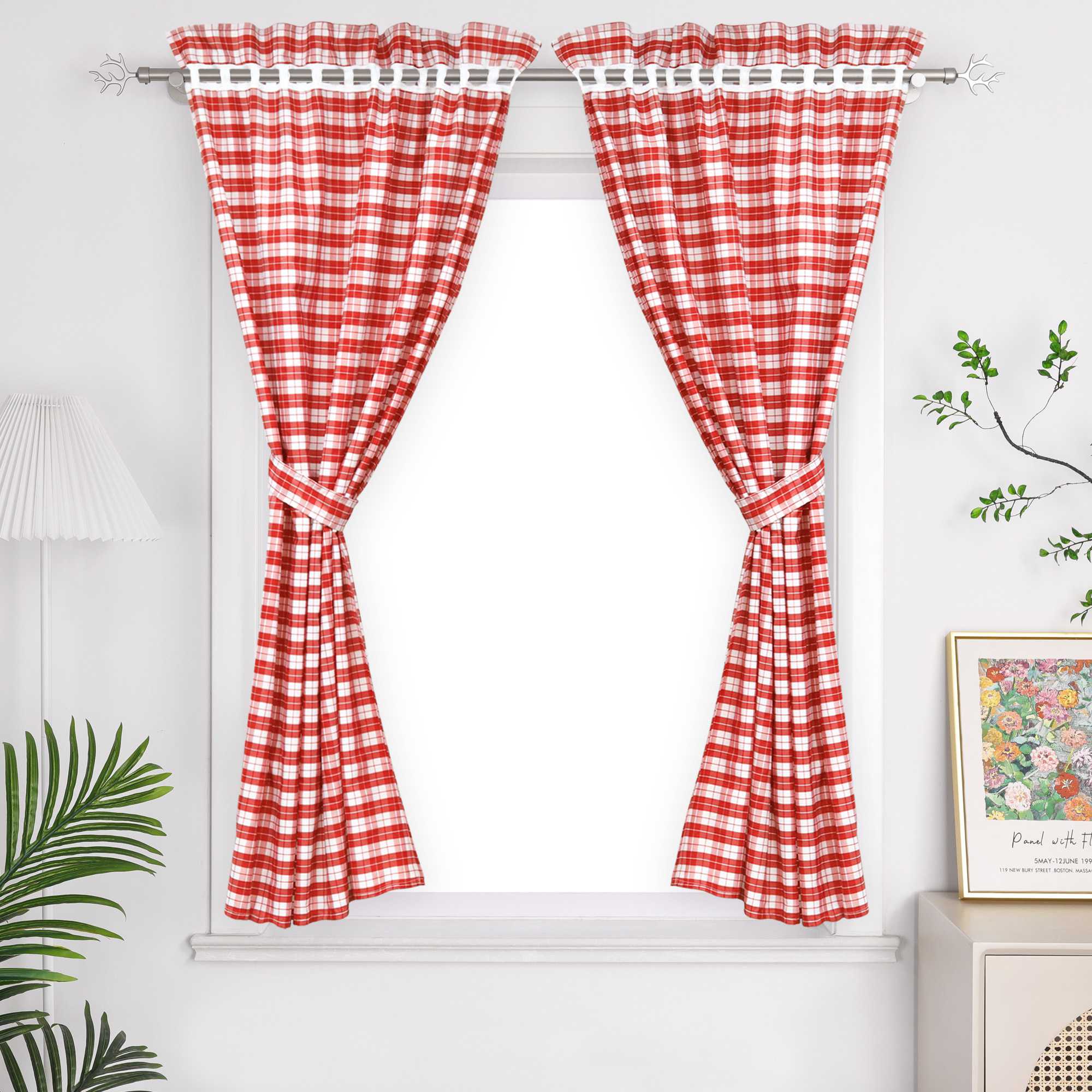 Modern Scheibengardinen im Landhausstil & Vintage mit karomuster 2er Set - Joyswahl